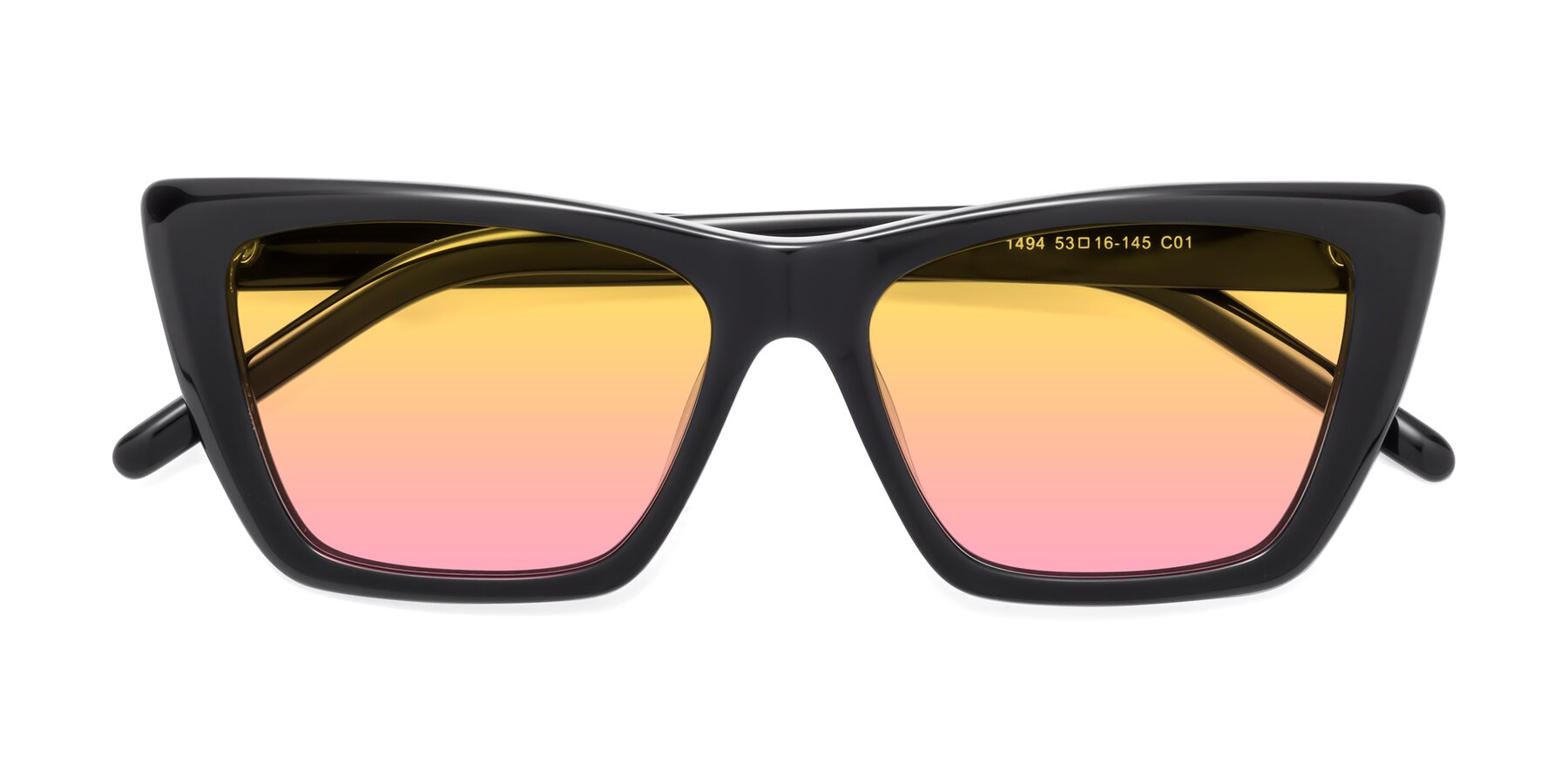 Folded Front of 1494 in Black with Yellow / Pink Gradient Lenses