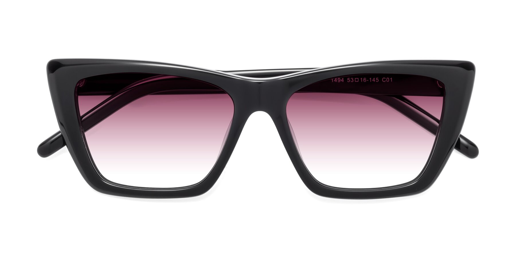 Folded Front of 1494 in Black with Wine Gradient Lenses