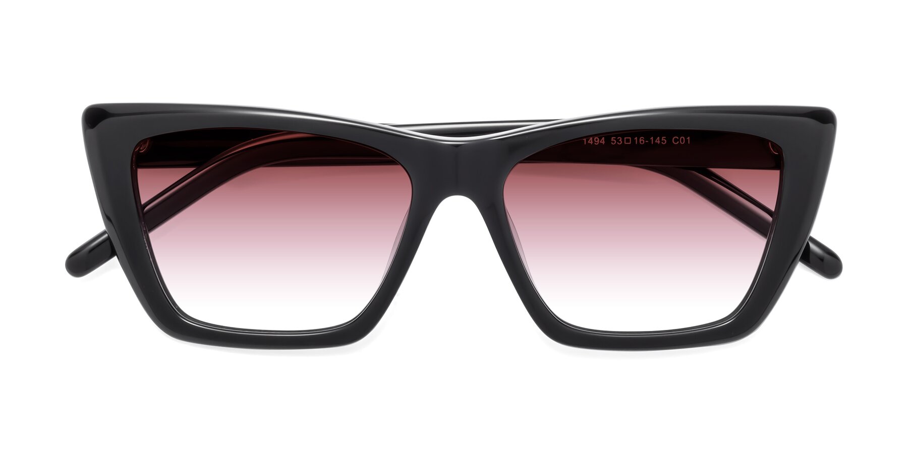 Folded Front of 1494 in Black with Garnet Gradient Lenses