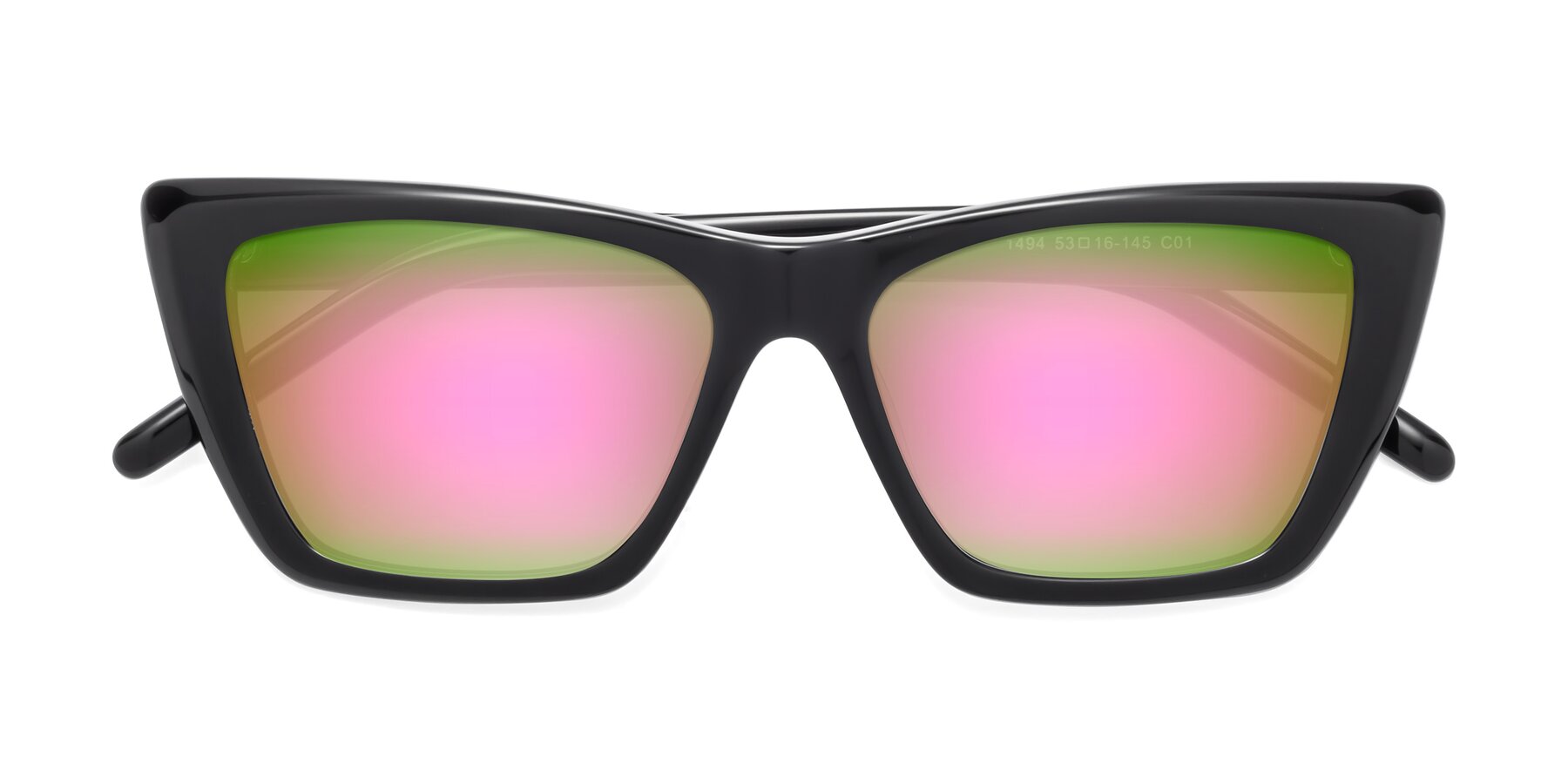 Folded Front of 1494 in Black with Pink Mirrored Lenses