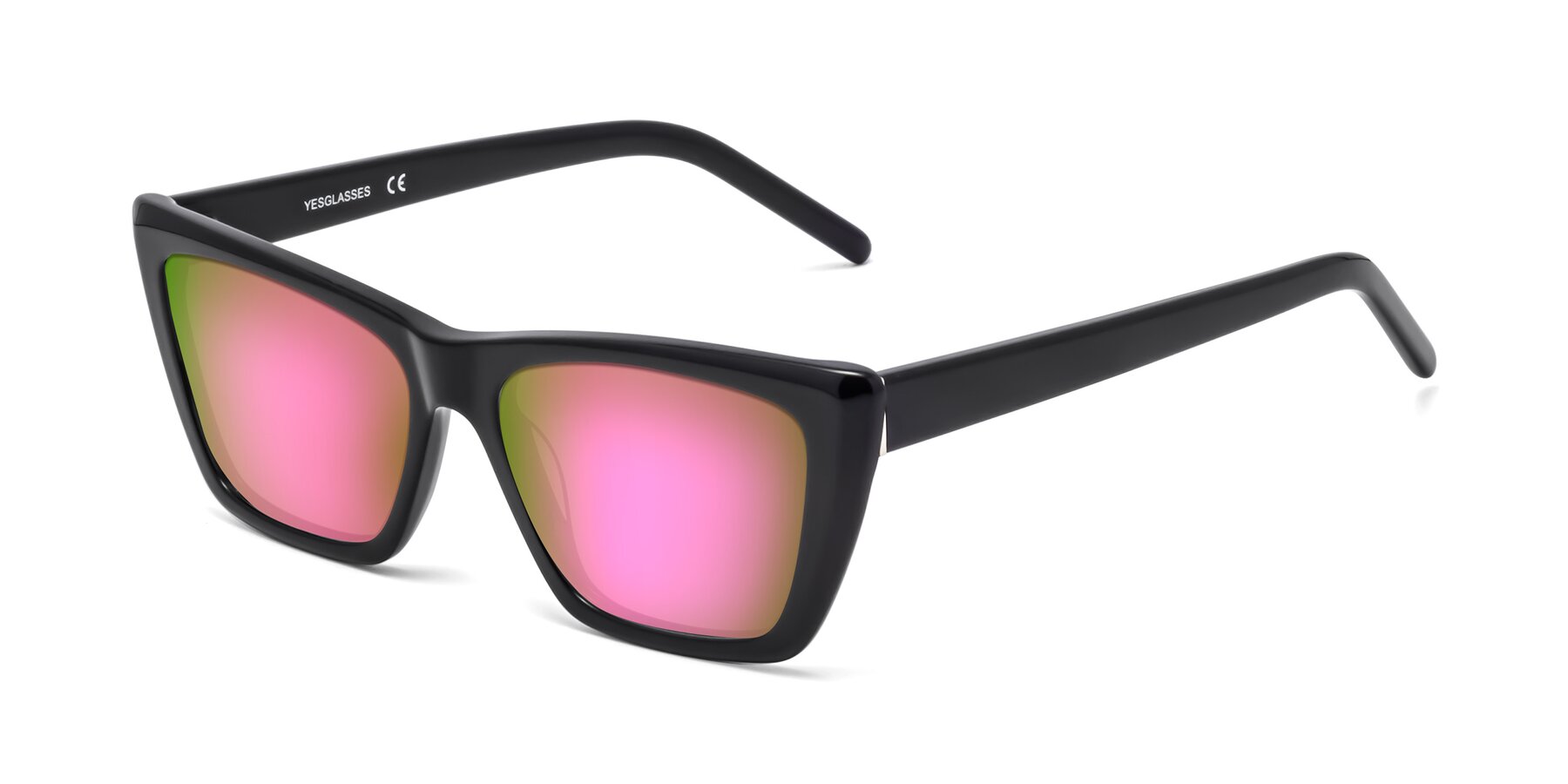 Angle of 1494 in Black with Pink Mirrored Lenses