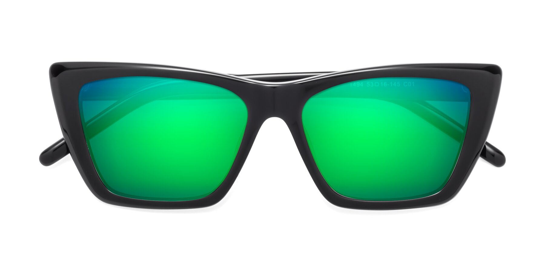 Folded Front of 1494 in Black with Green Mirrored Lenses