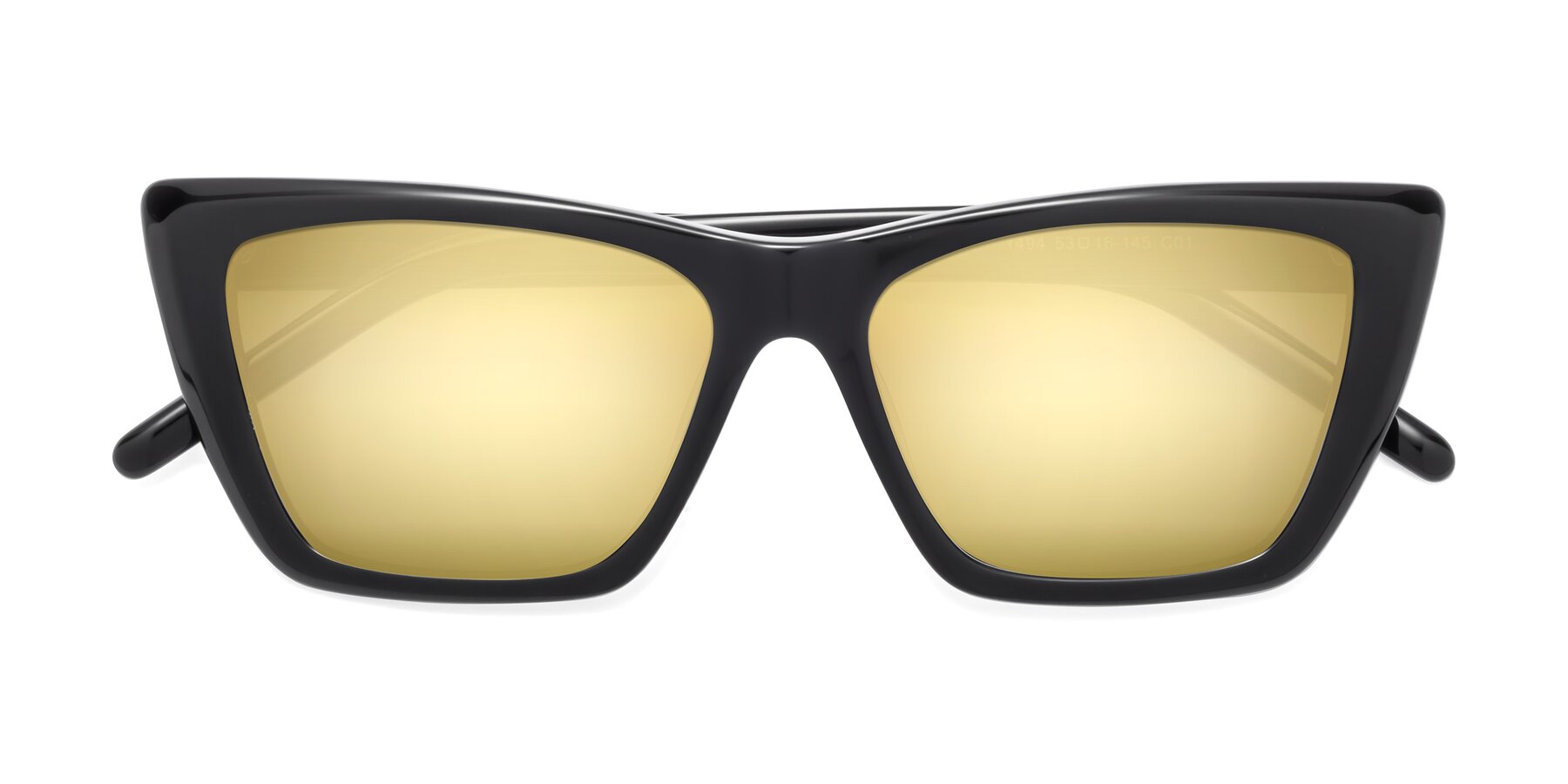 Folded Front of 1494 in Black with Gold Mirrored Lenses