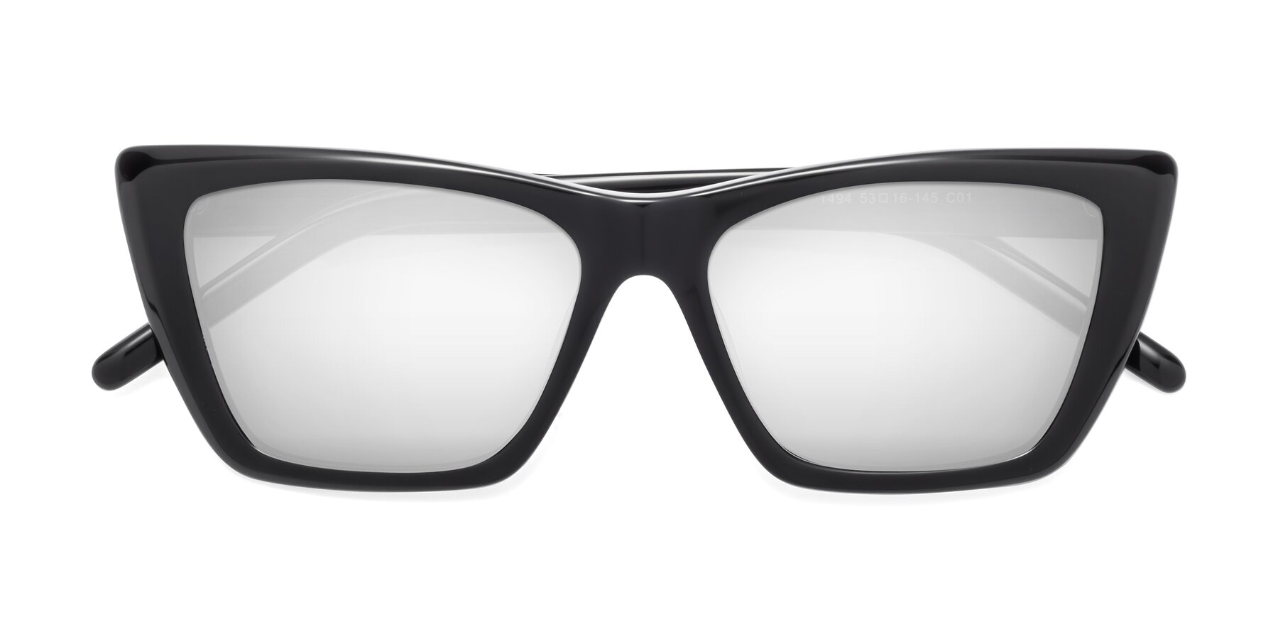 Folded Front of 1494 in Black with Silver Mirrored Lenses