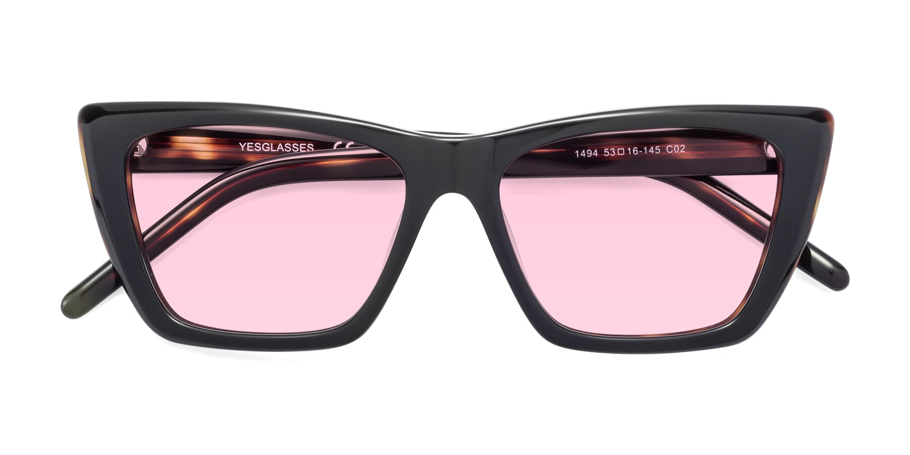 Folded Front of 1494 in Tortoise with Light Pink Tinted Lenses