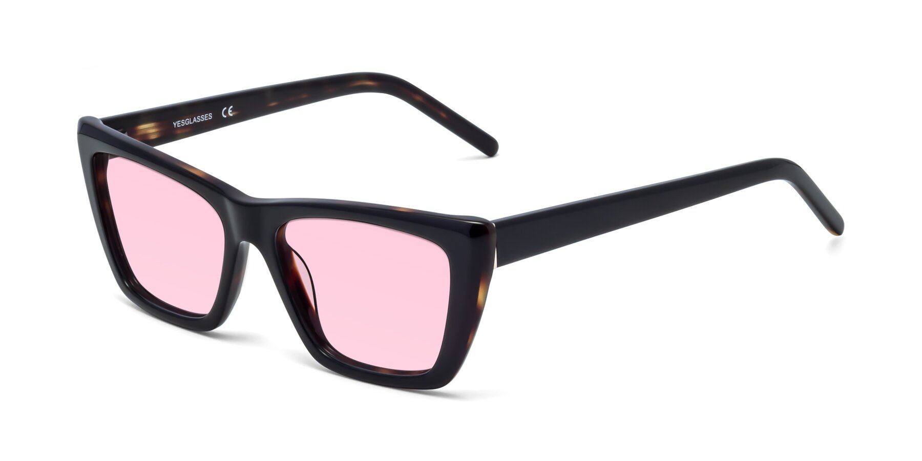 Angle of 1494 in Tortoise with Light Pink Tinted Lenses