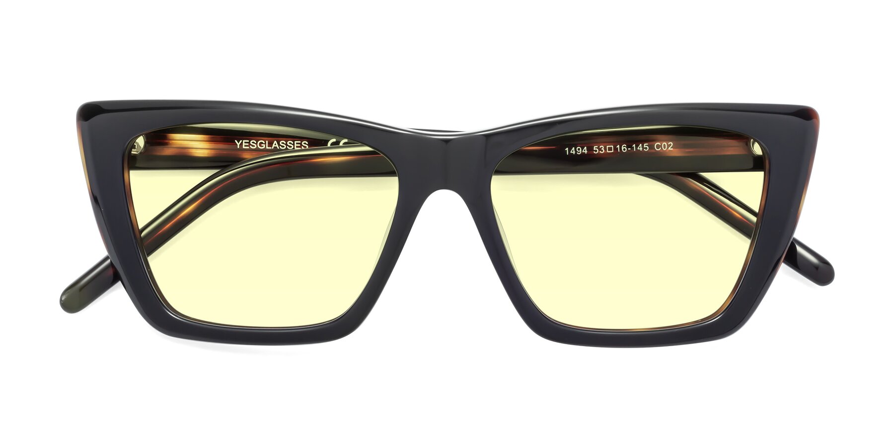 Folded Front of 1494 in Tortoise with Light Yellow Tinted Lenses