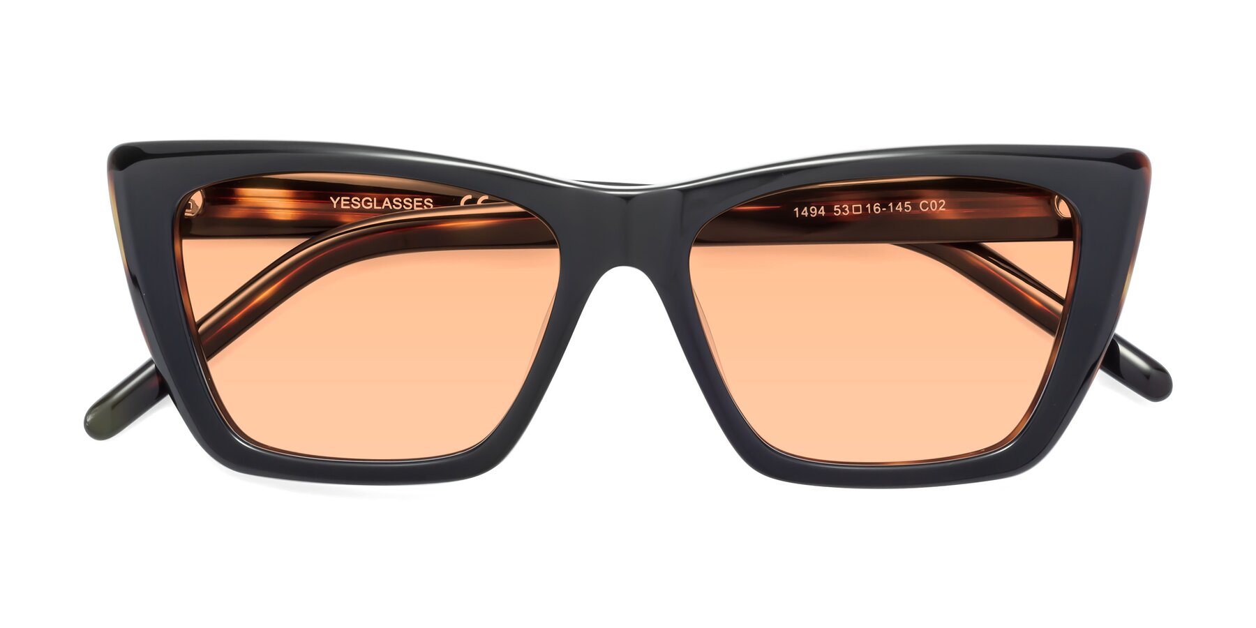 Folded Front of 1494 in Tortoise with Light Orange Tinted Lenses