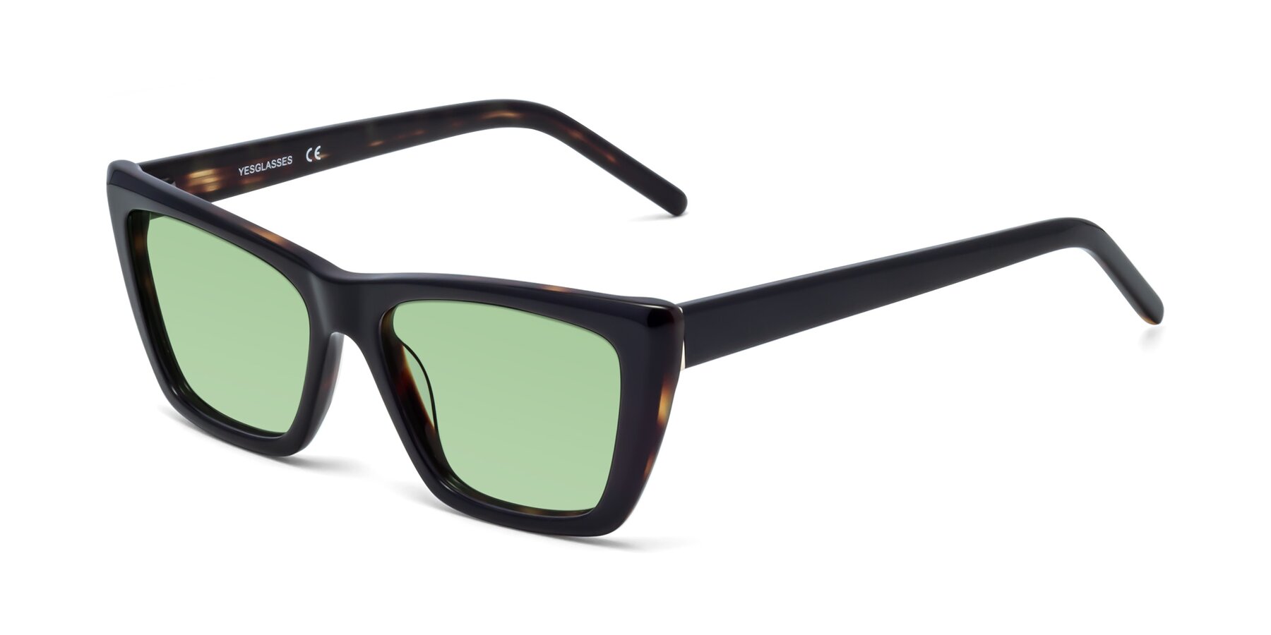 Angle of 1494 in Tortoise with Medium Green Tinted Lenses