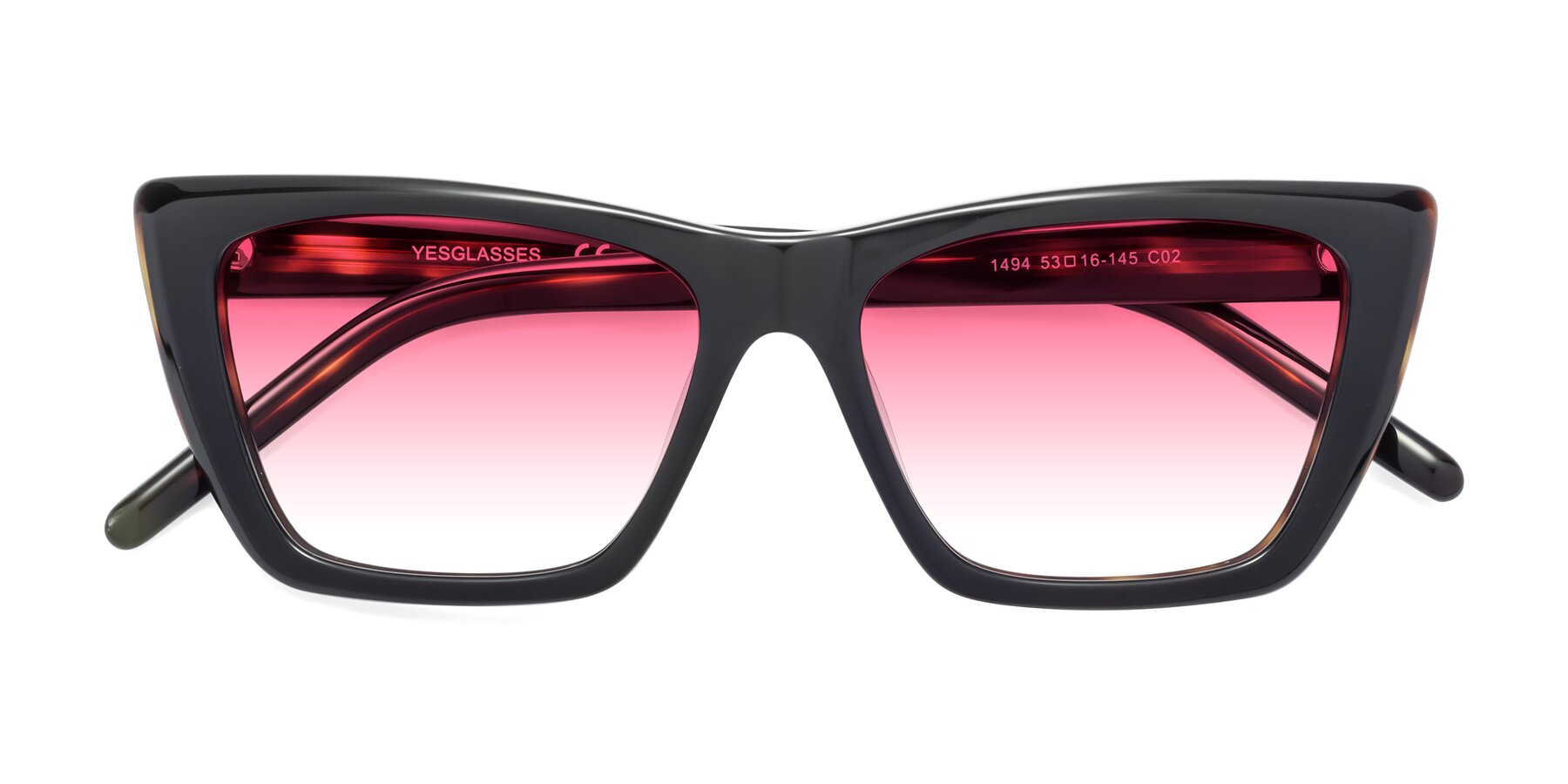 Folded Front of 1494 in Tortoise with Pink Gradient Lenses