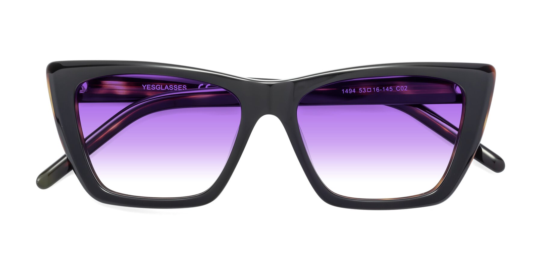 Folded Front of 1494 in Tortoise with Purple Gradient Lenses