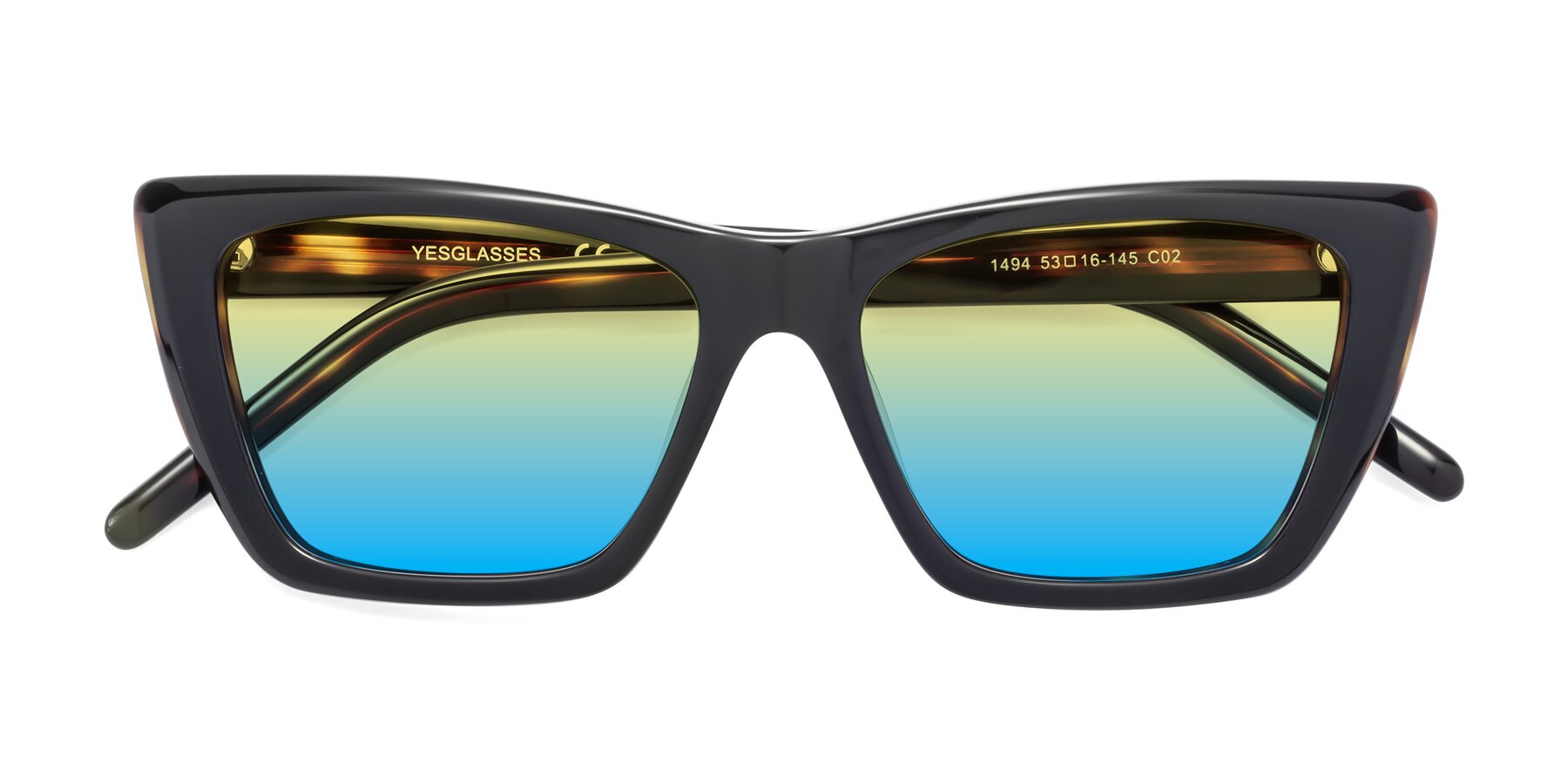 Folded Front of 1494 in Tortoise with Yellow / Blue Gradient Lenses