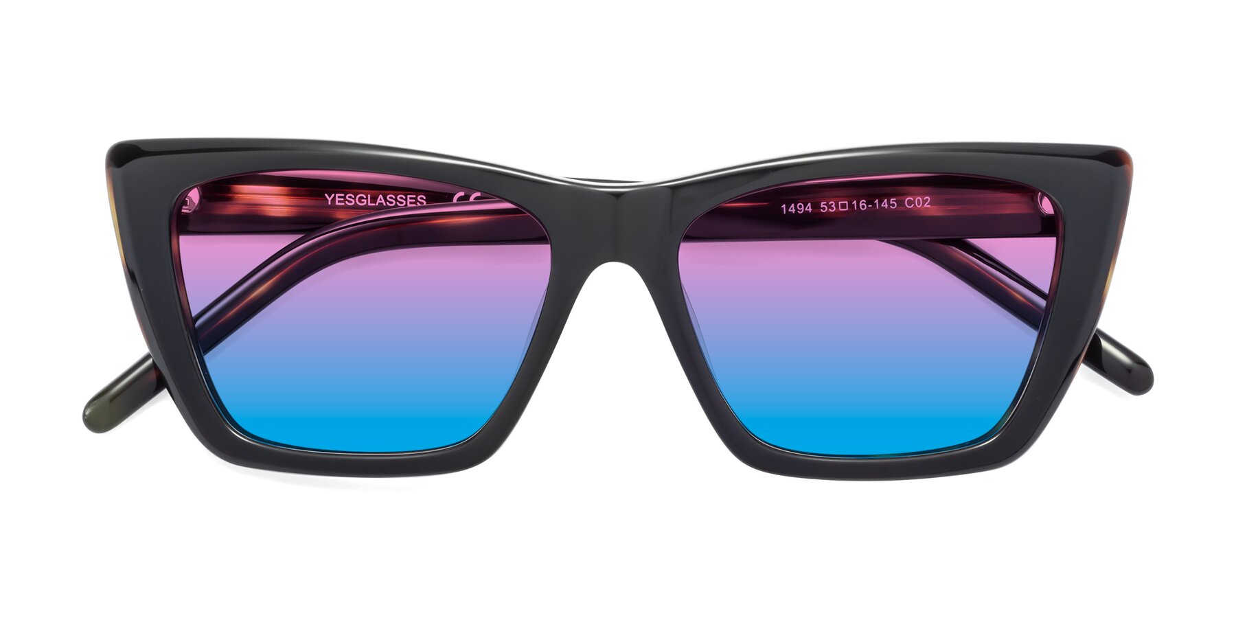 Folded Front of 1494 in Tortoise with Pink / Blue Gradient Lenses