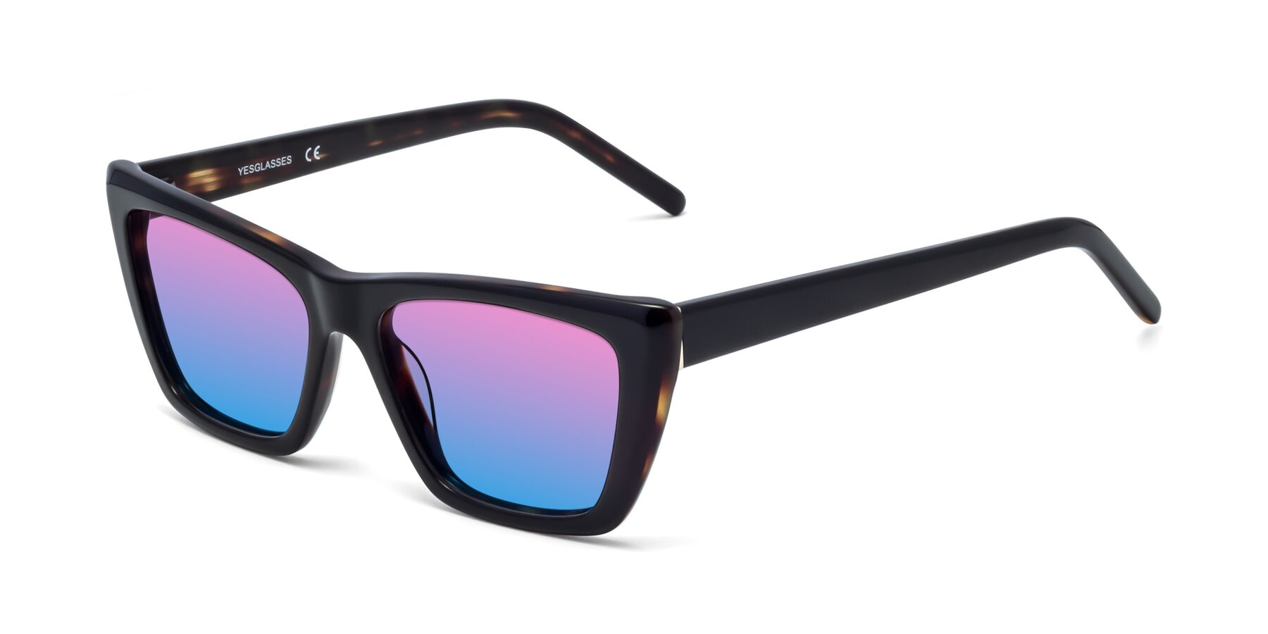 Angle of 1494 in Tortoise with Pink / Blue Gradient Lenses