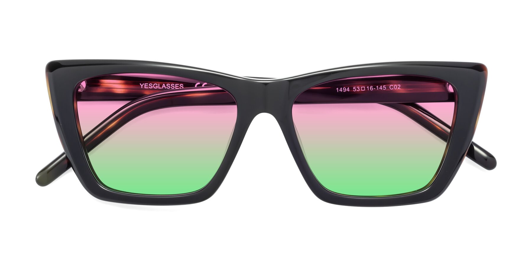 Folded Front of 1494 in Tortoise with Pink / Green Gradient Lenses