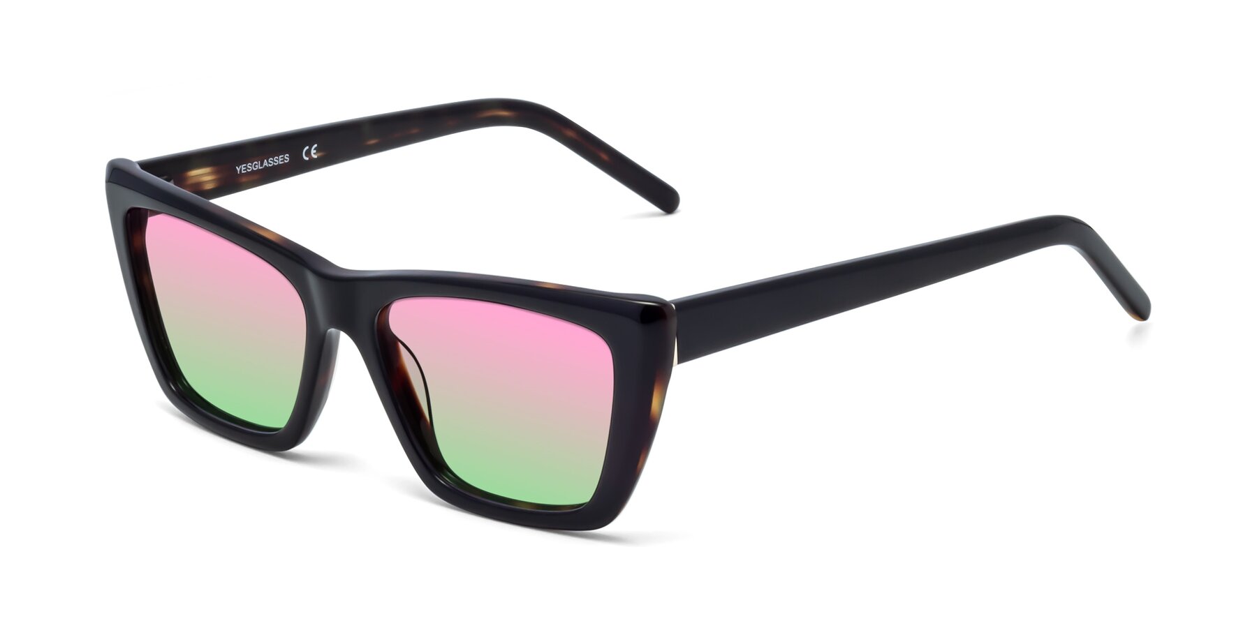 Angle of 1494 in Tortoise with Pink / Green Gradient Lenses