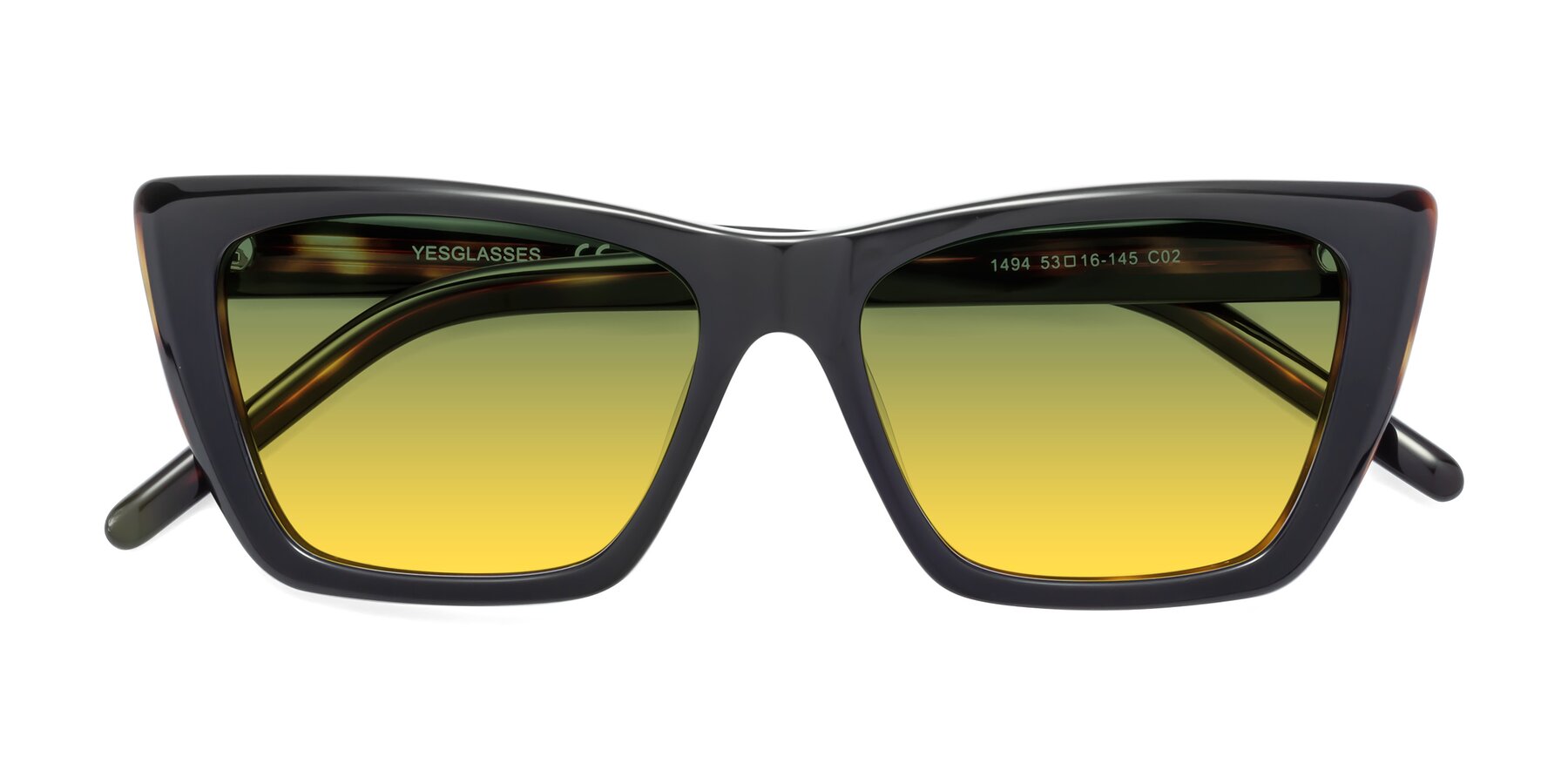 Folded Front of 1494 in Tortoise with Green / Yellow Gradient Lenses
