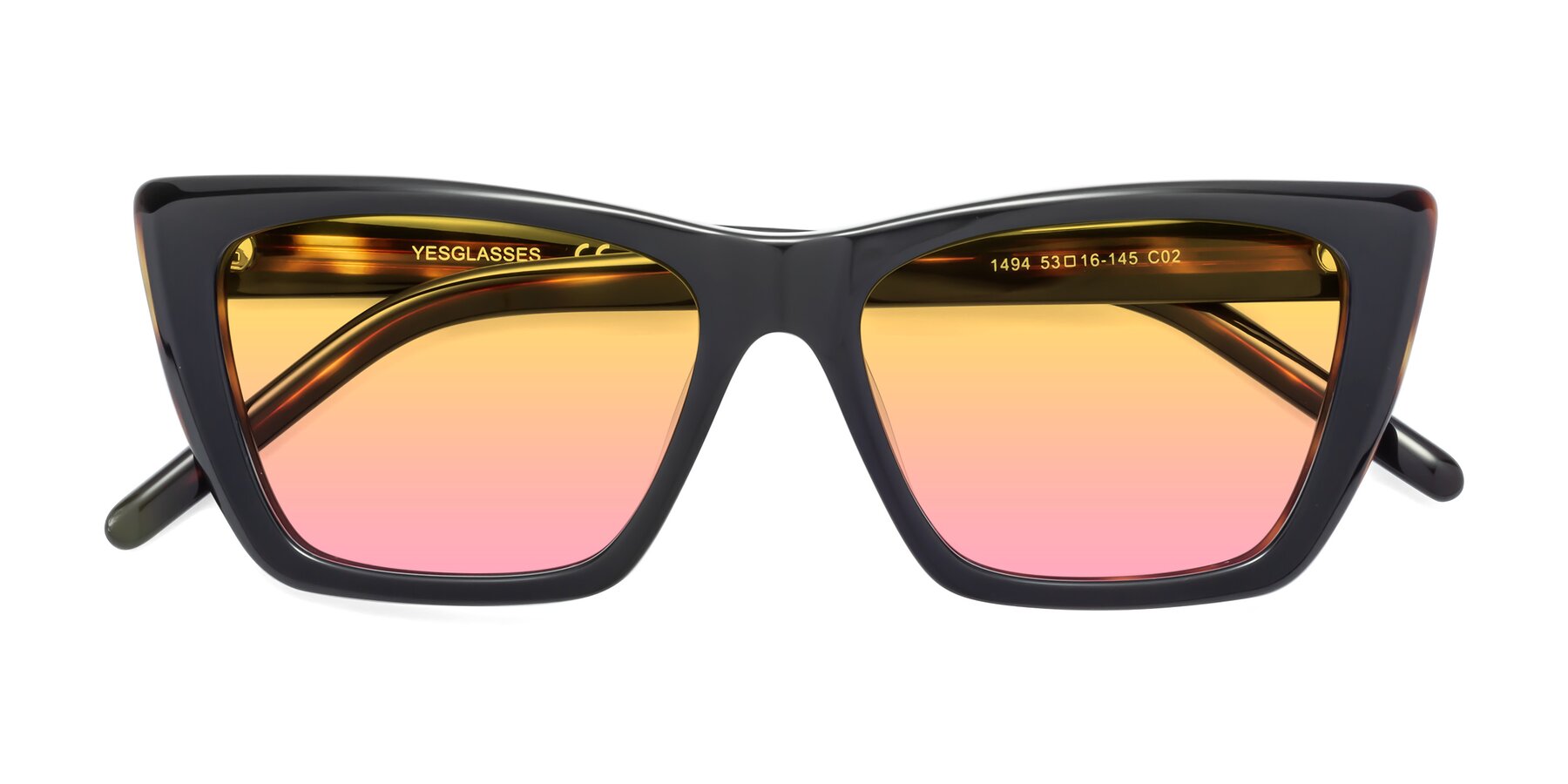 Folded Front of 1494 in Tortoise with Yellow / Pink Gradient Lenses