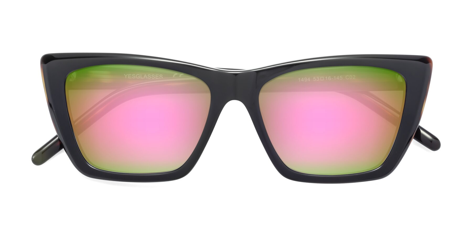 Folded Front of 1494 in Tortoise with Pink Mirrored Lenses