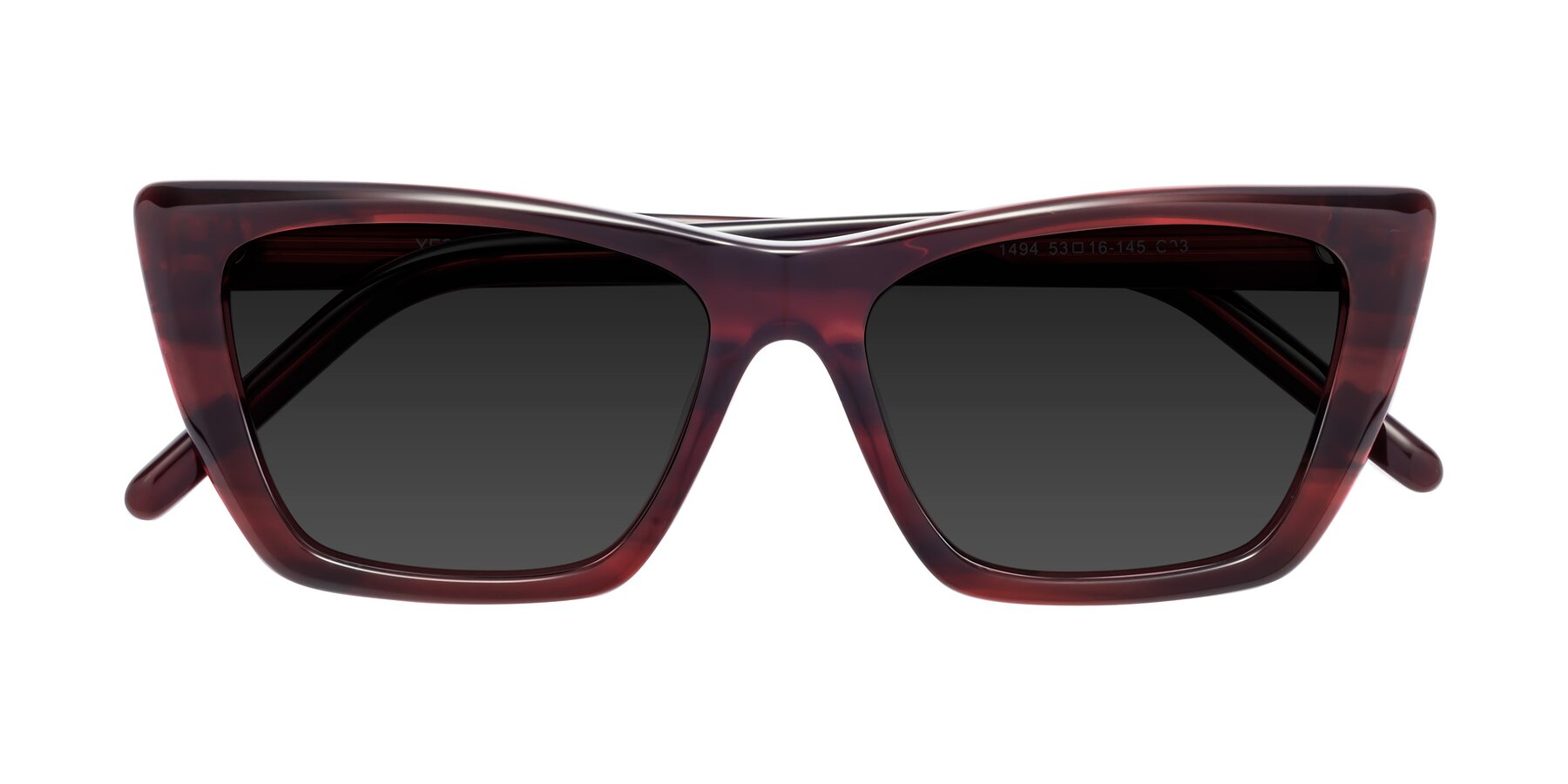 Folded Front of 1494 in Stripe Wine with Gray Polarized TAC Lenses