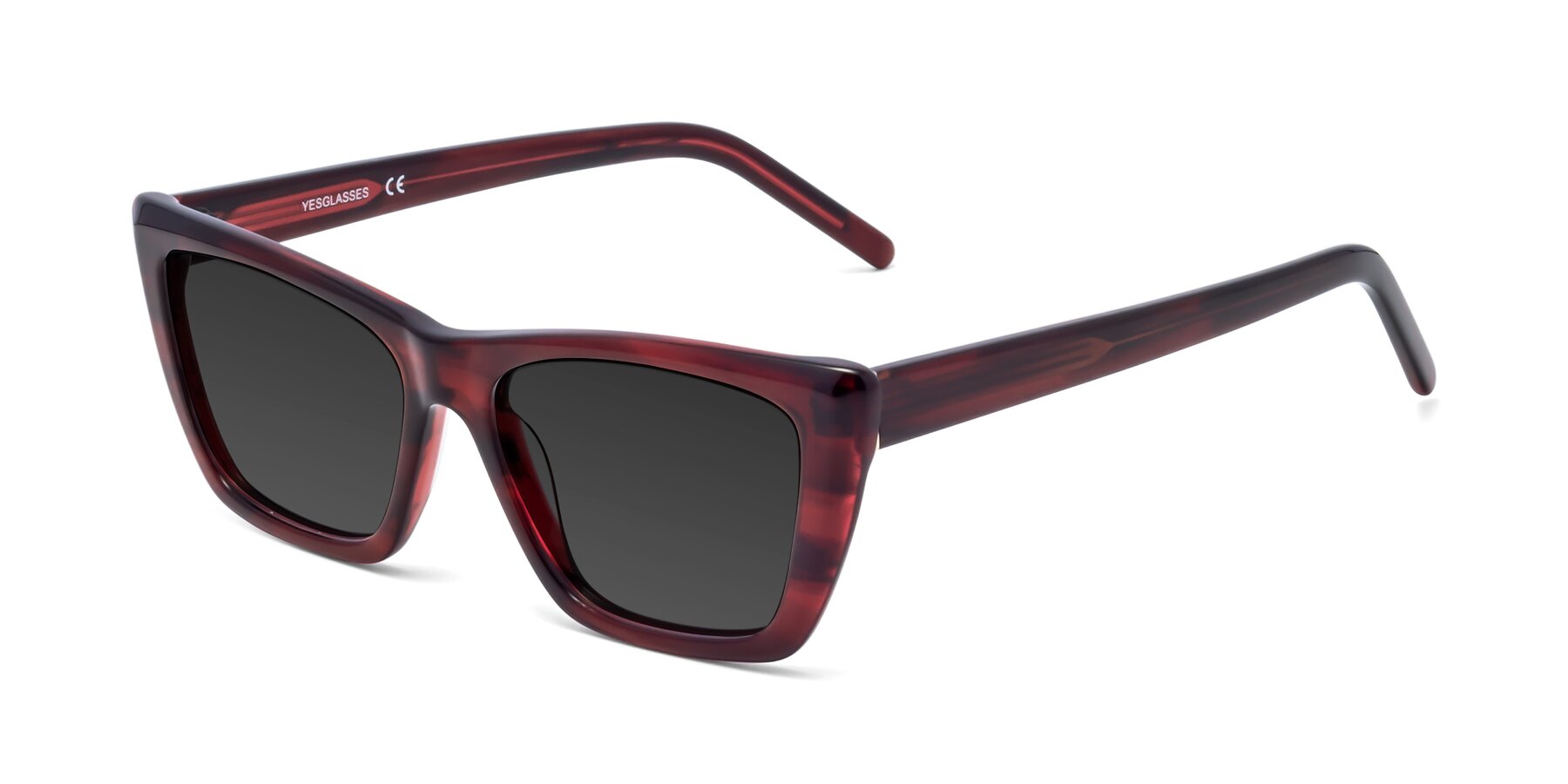 Angle of 1494 in Stripe Wine with Gray Tinted Lenses