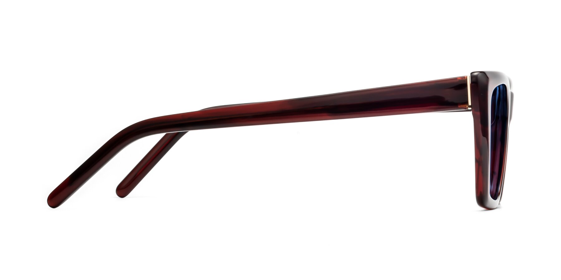 Side of 1494 in Stripe Wine with Blue Tinted Lenses