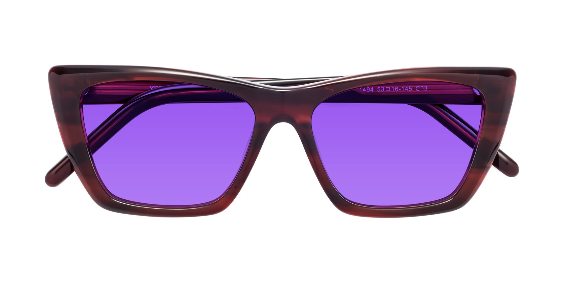 Folded Front of 1494 in Stripe Wine with Purple Tinted Lenses