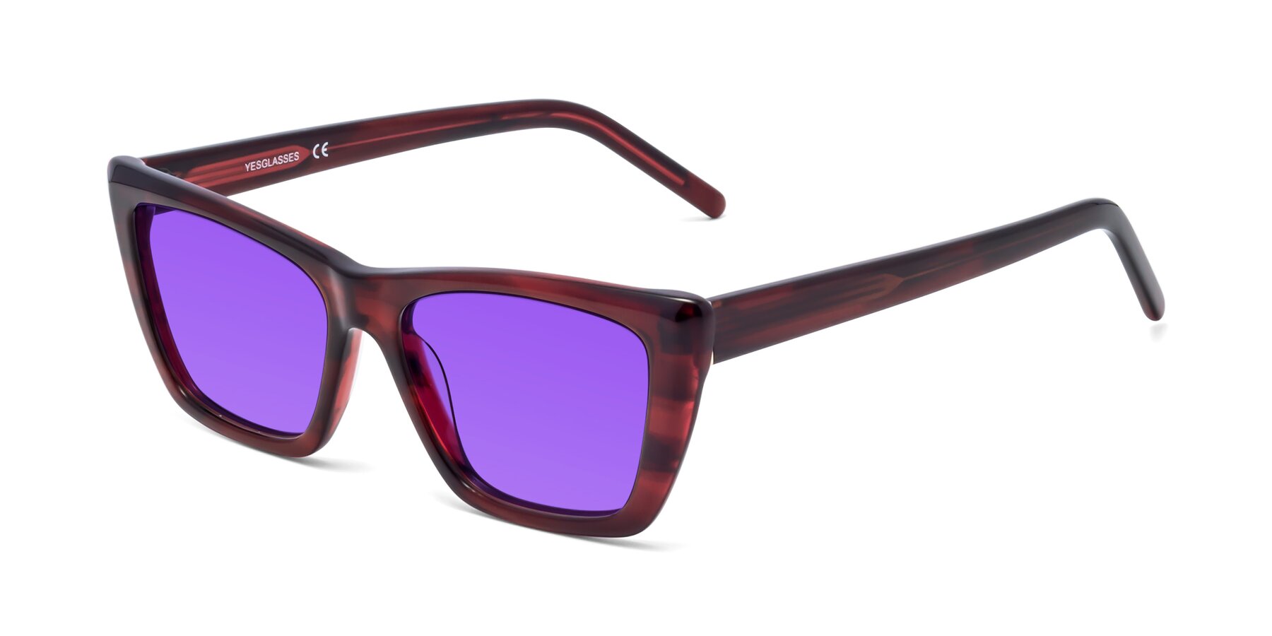 Angle of 1494 in Stripe Wine with Purple Tinted Lenses