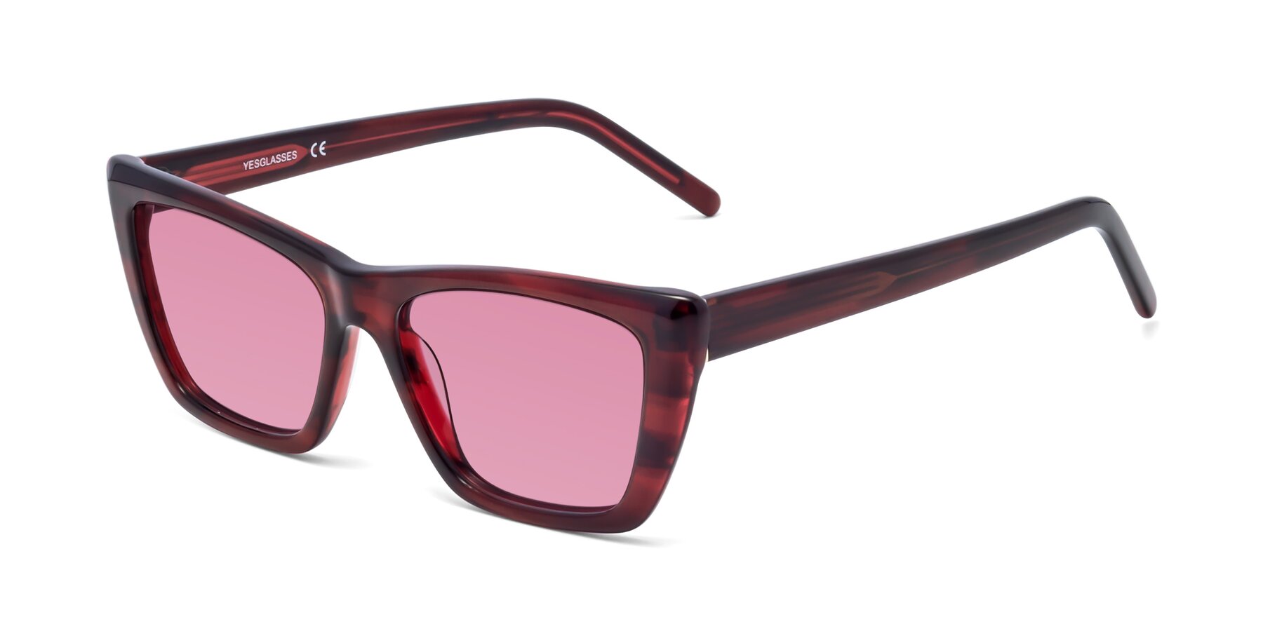 Angle of 1494 in Stripe Wine with Medium Wine Tinted Lenses