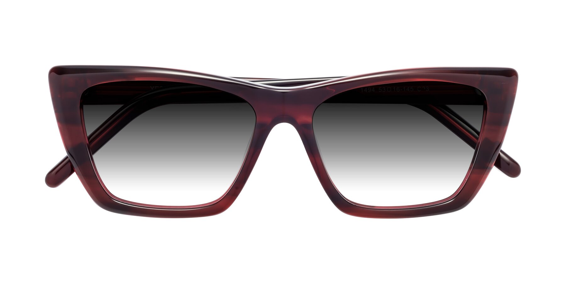 Folded Front of 1494 in Stripe Wine with Gray Gradient Lenses