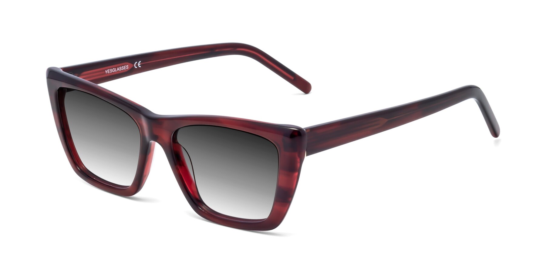 Angle of 1494 in Stripe Wine with Gray Gradient Lenses