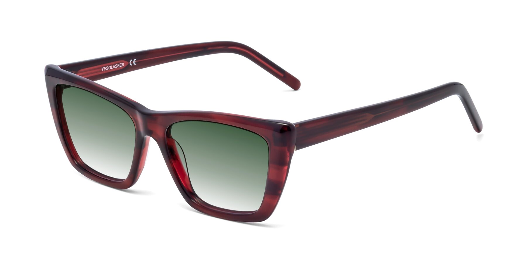 Angle of 1494 in Stripe Wine with Green Gradient Lenses