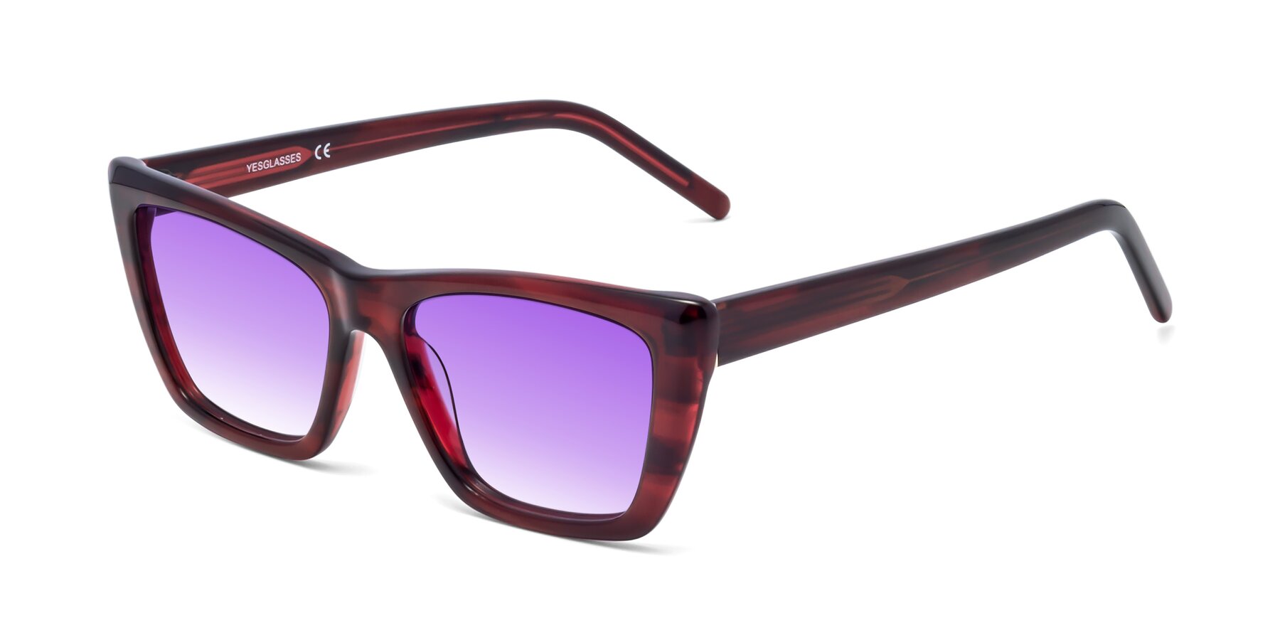 Angle of 1494 in Stripe Wine with Purple Gradient Lenses