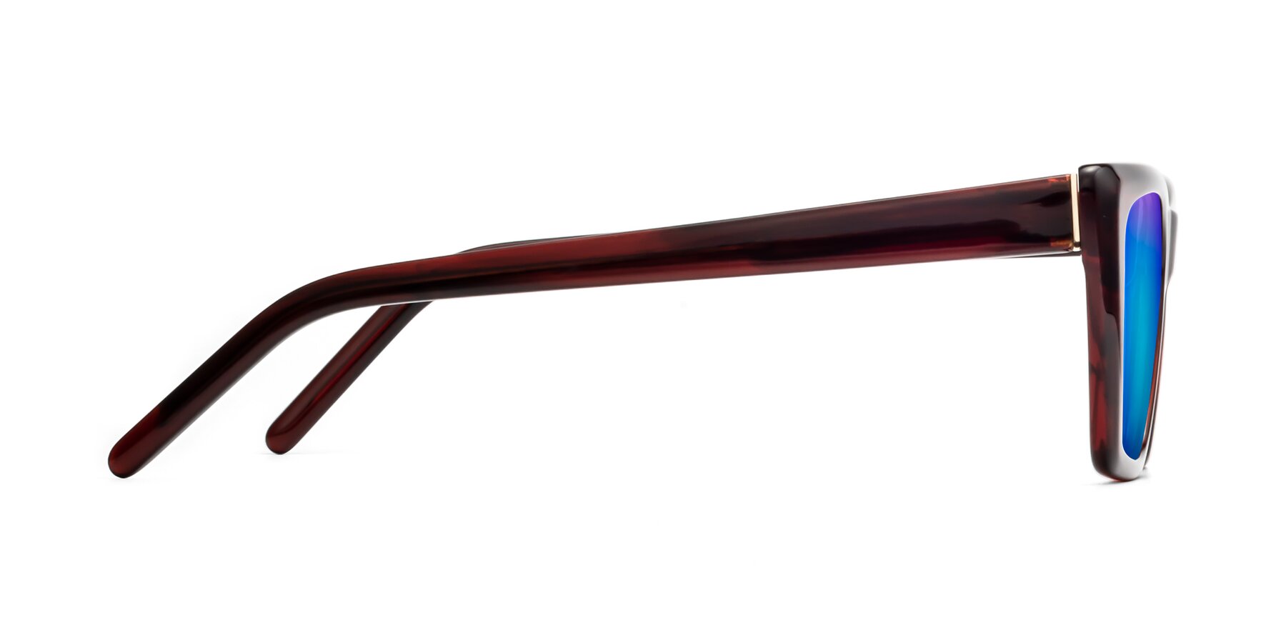 Side of 1494 in Stripe Wine with Blue Mirrored Lenses