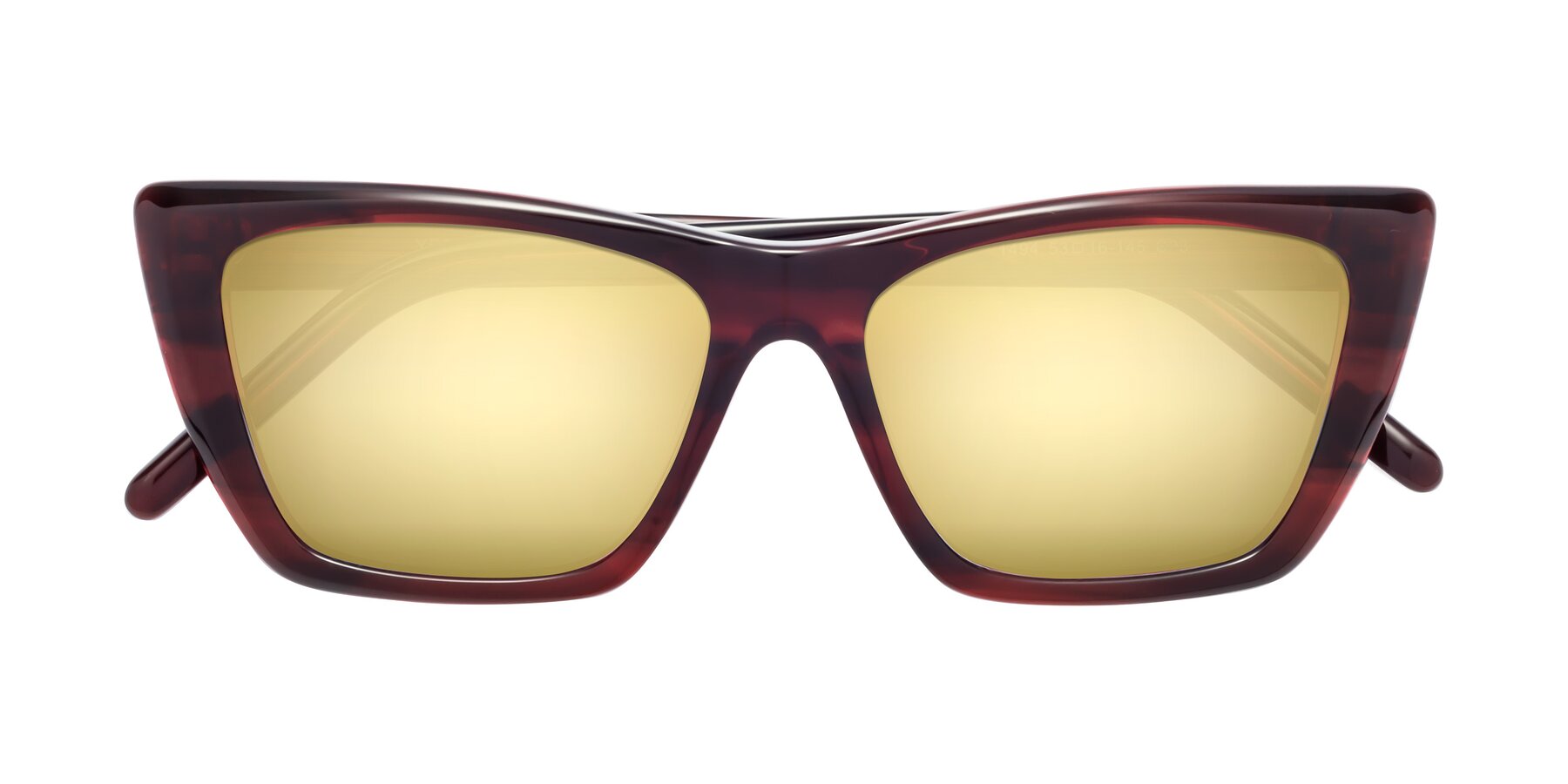 Folded Front of 1494 in Stripe Wine with Gold Mirrored Lenses