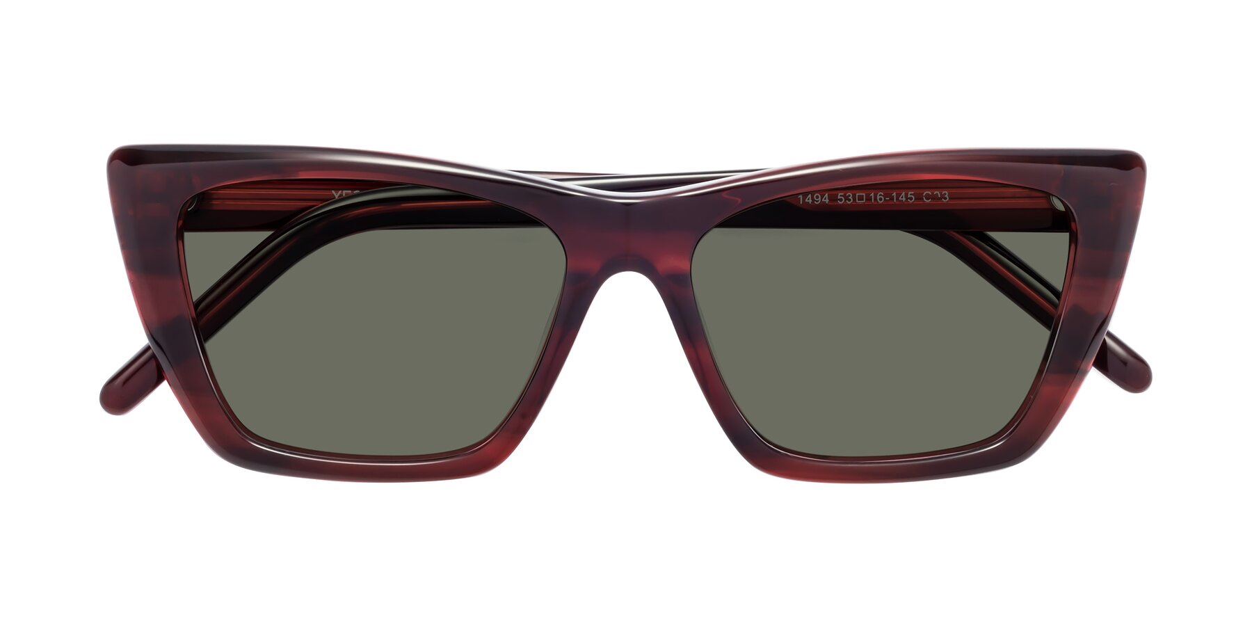 Folded Front of 1494 in Stripe Wine with Gray Polarized Lenses