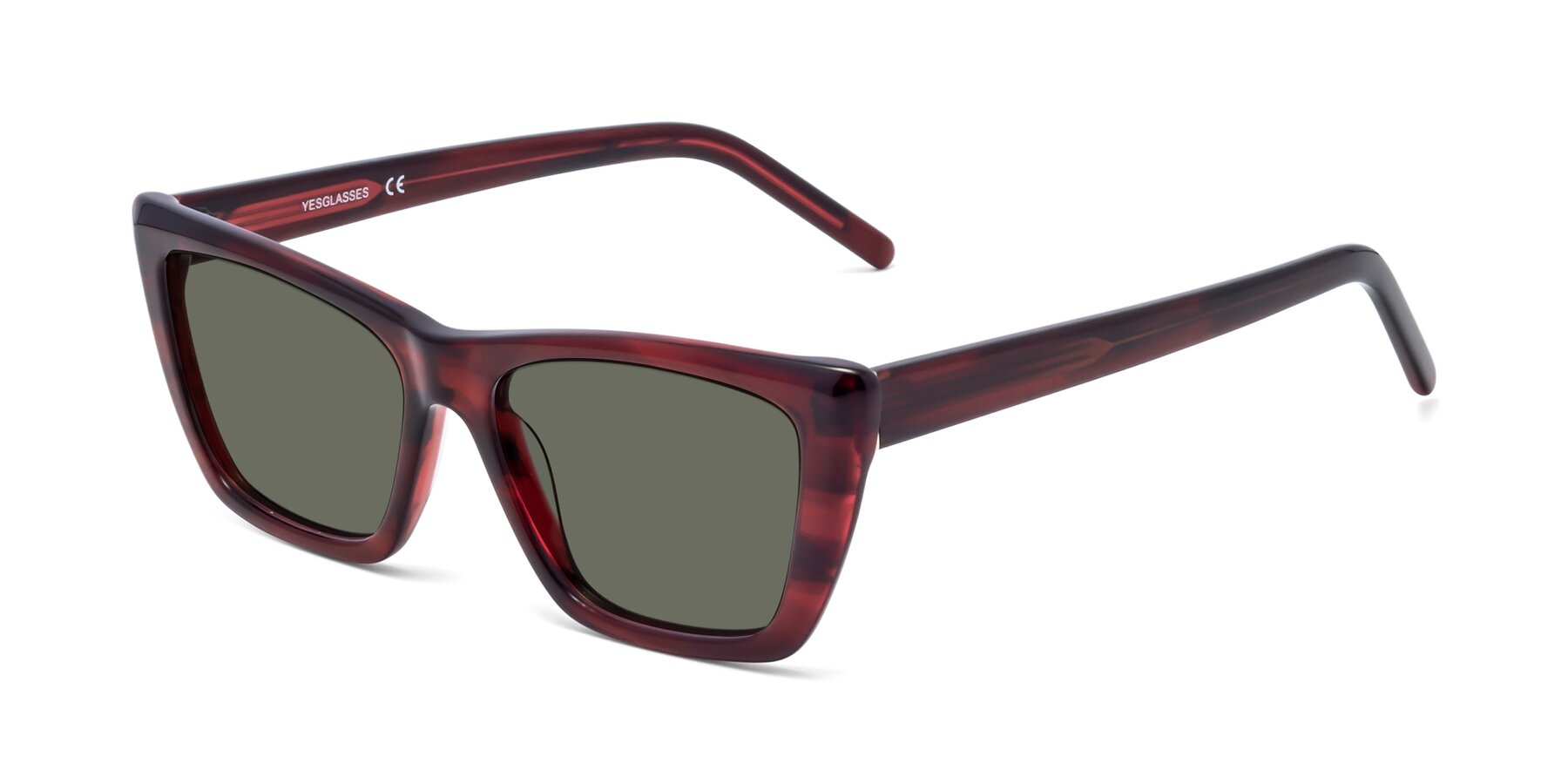 Angle of 1494 in Stripe Wine with Gray Polarized Lenses