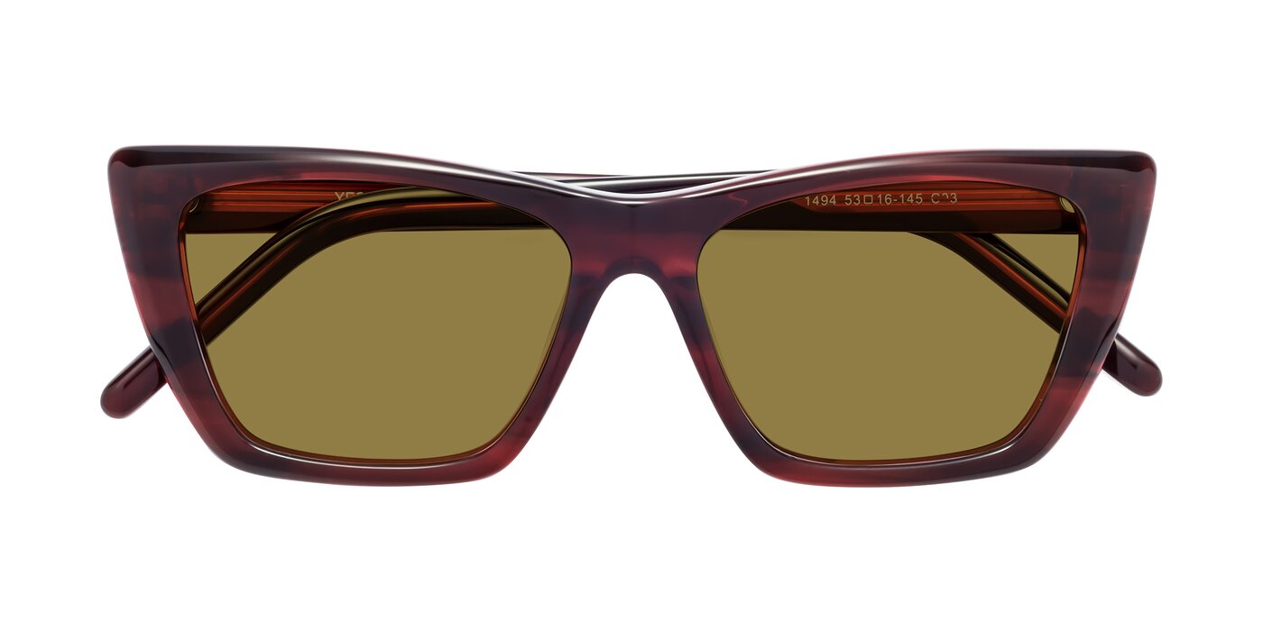 1494 - Stripe Wine Polarized Sunglasses