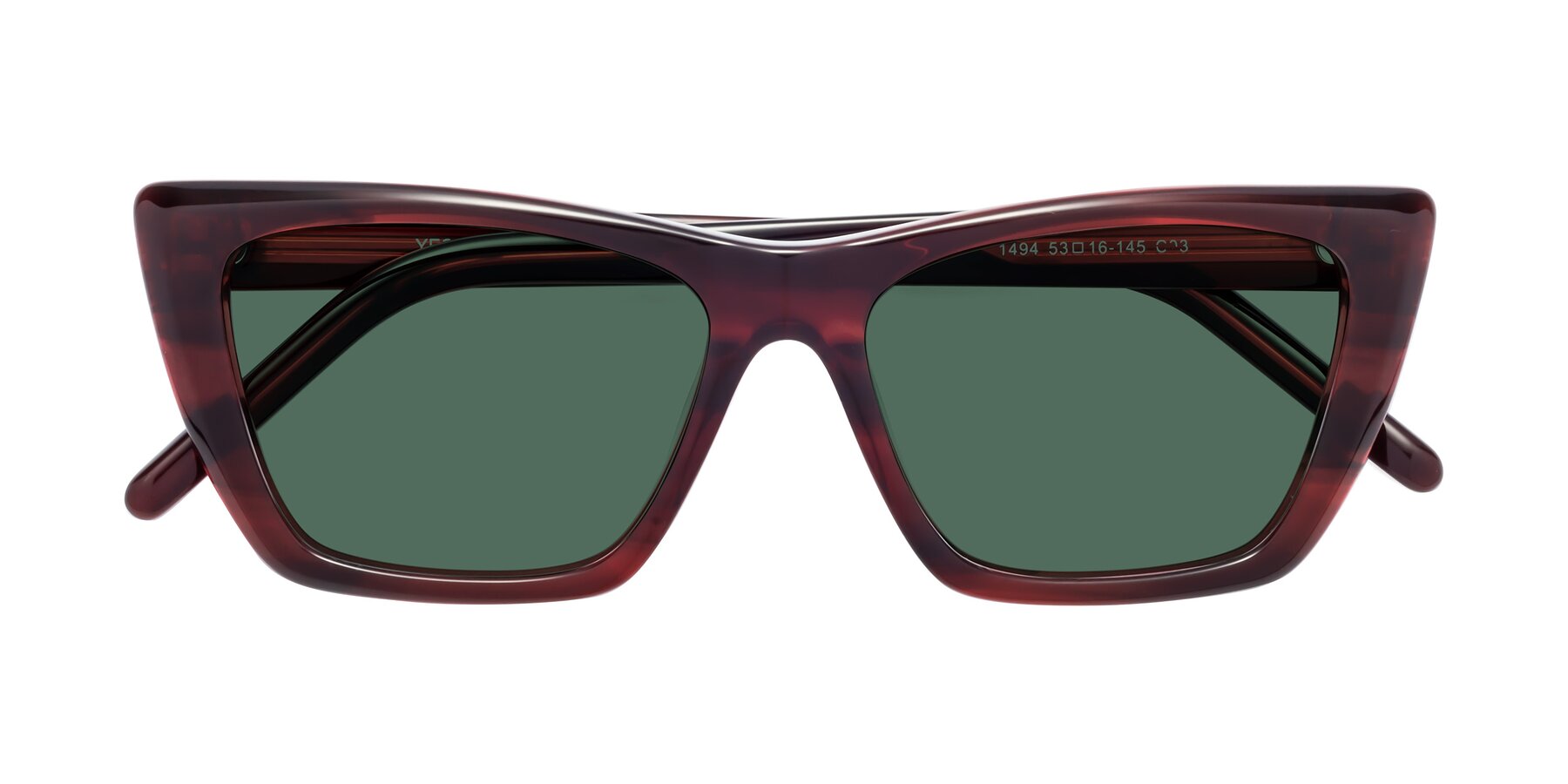 Folded Front of 1494 in Stripe Wine with Green Polarized Lenses