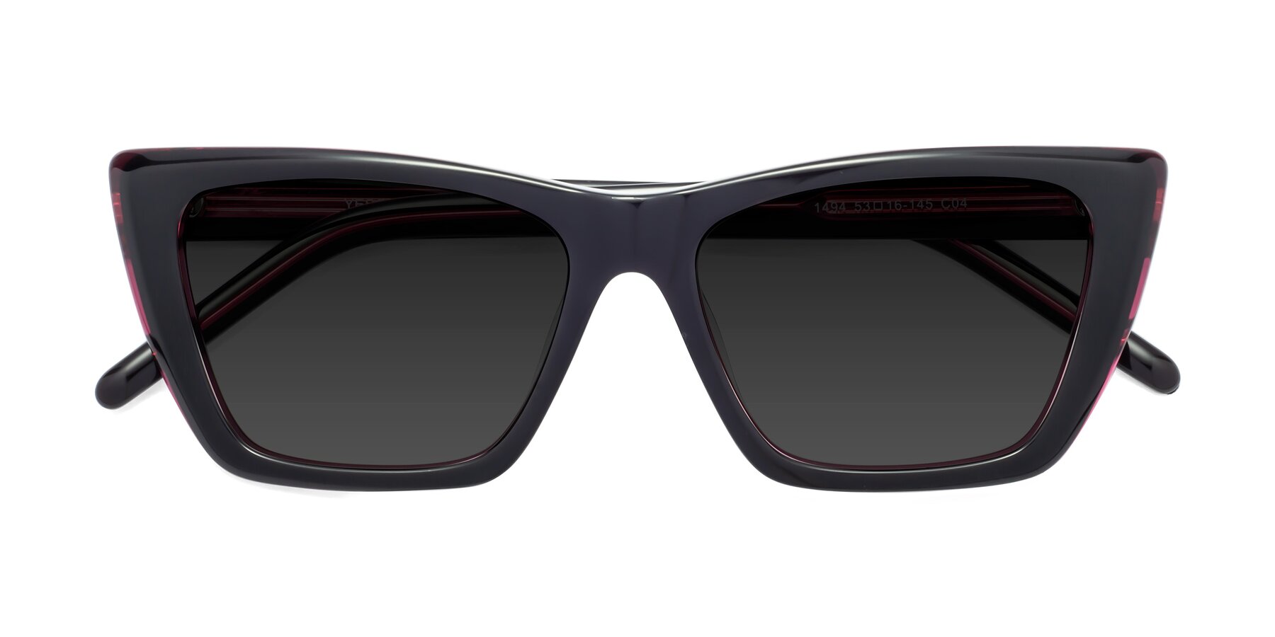 Folded Front of 1494 in Black-Wine with Gray Polarized TAC Lenses