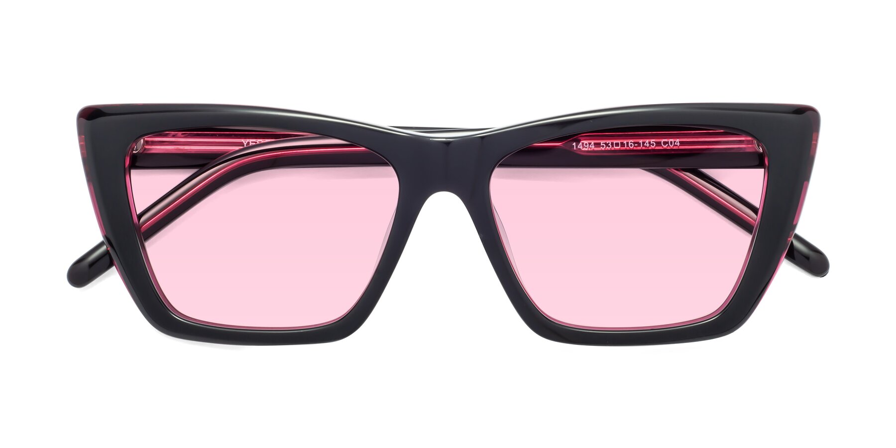 Folded Front of 1494 in Black-Wine with Light Pink Tinted Lenses