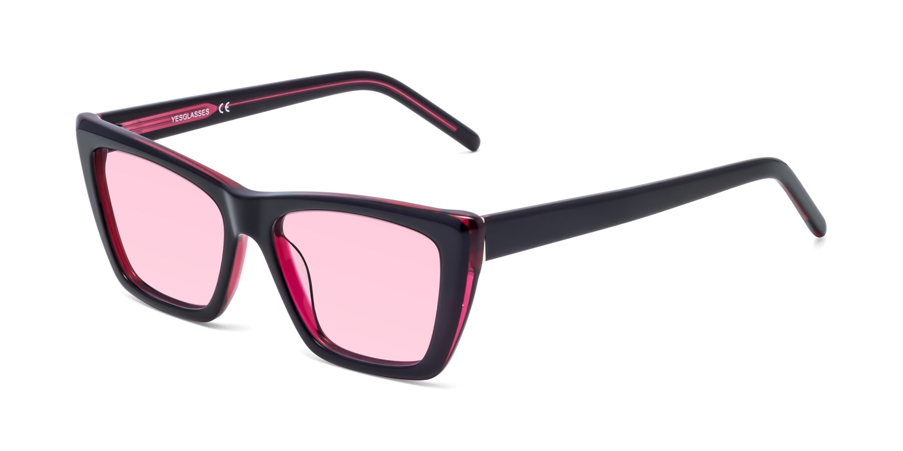 Angle of 1494 in Black-Wine with Light Pink Tinted Lenses