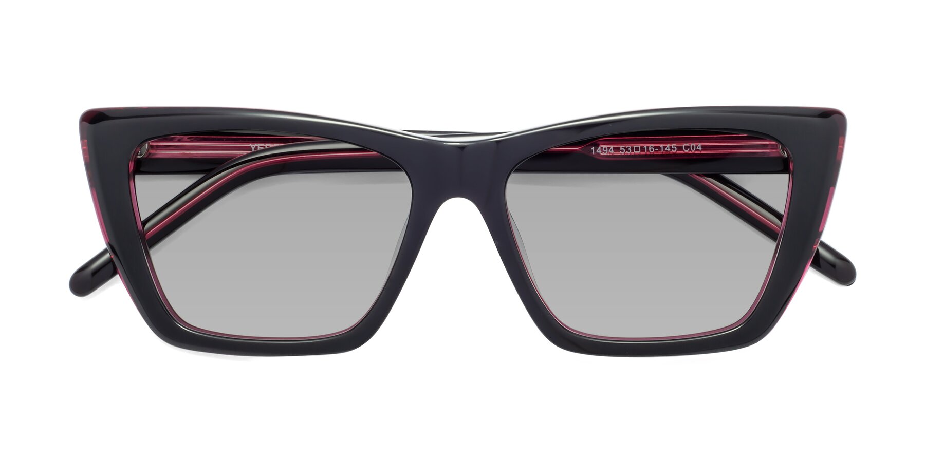 Folded Front of 1494 in Black-Wine with Light Gray Tinted Lenses