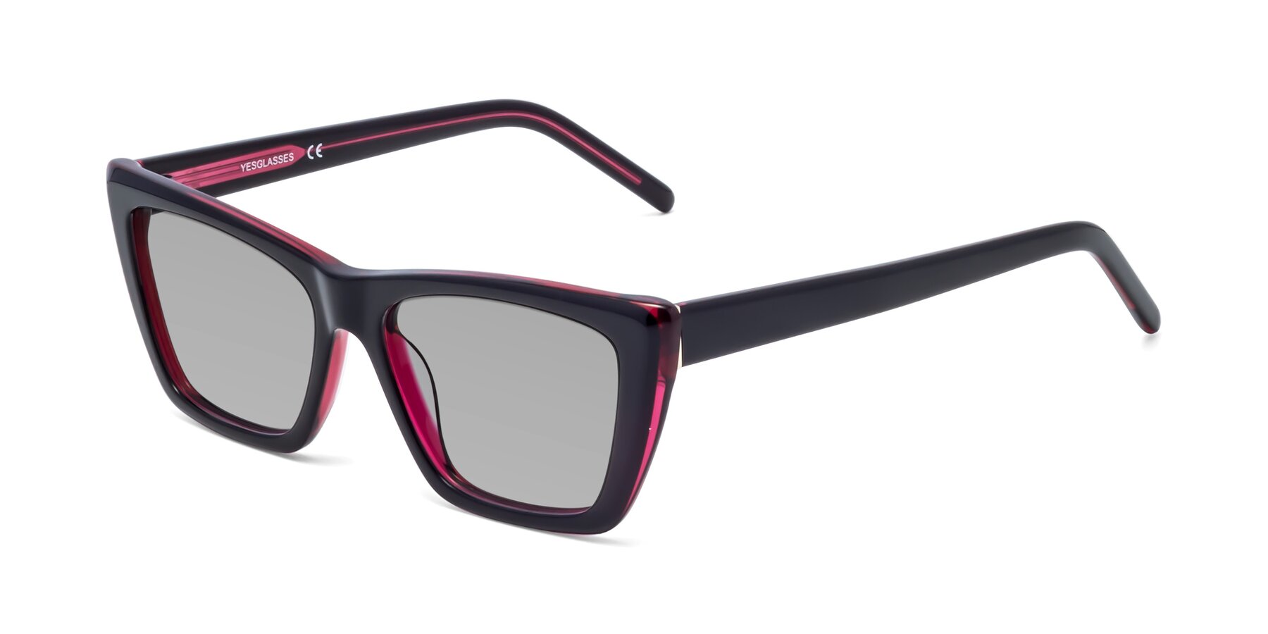 Angle of 1494 in Black-Wine with Light Gray Tinted Lenses