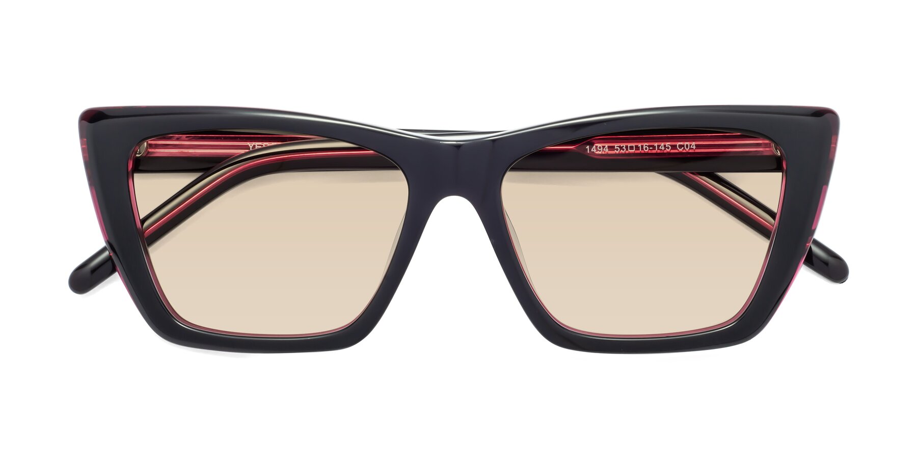 Folded Front of 1494 in Black-Wine with Light Brown Tinted Lenses