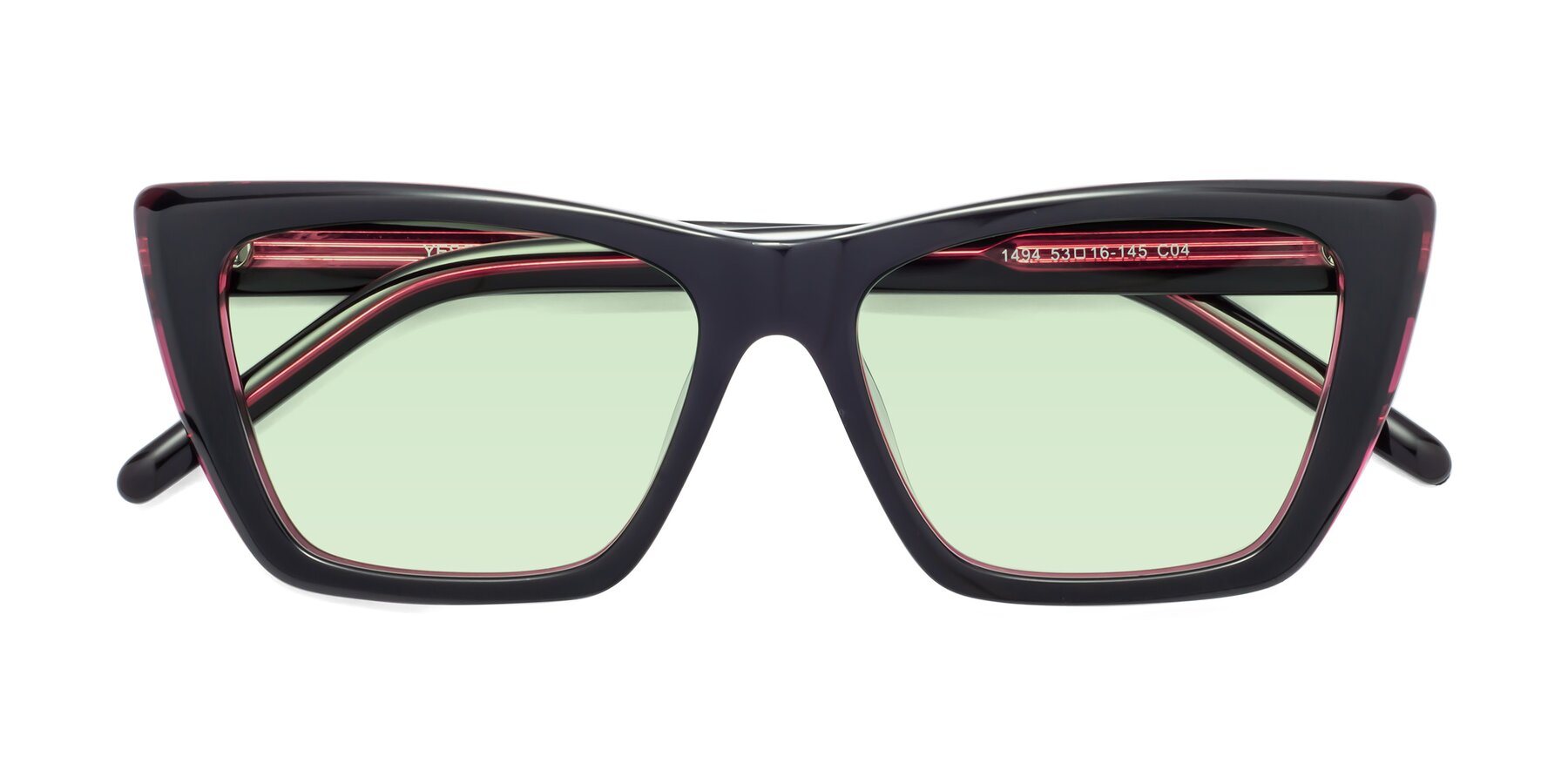 Folded Front of 1494 in Black-Wine with Light Green Tinted Lenses