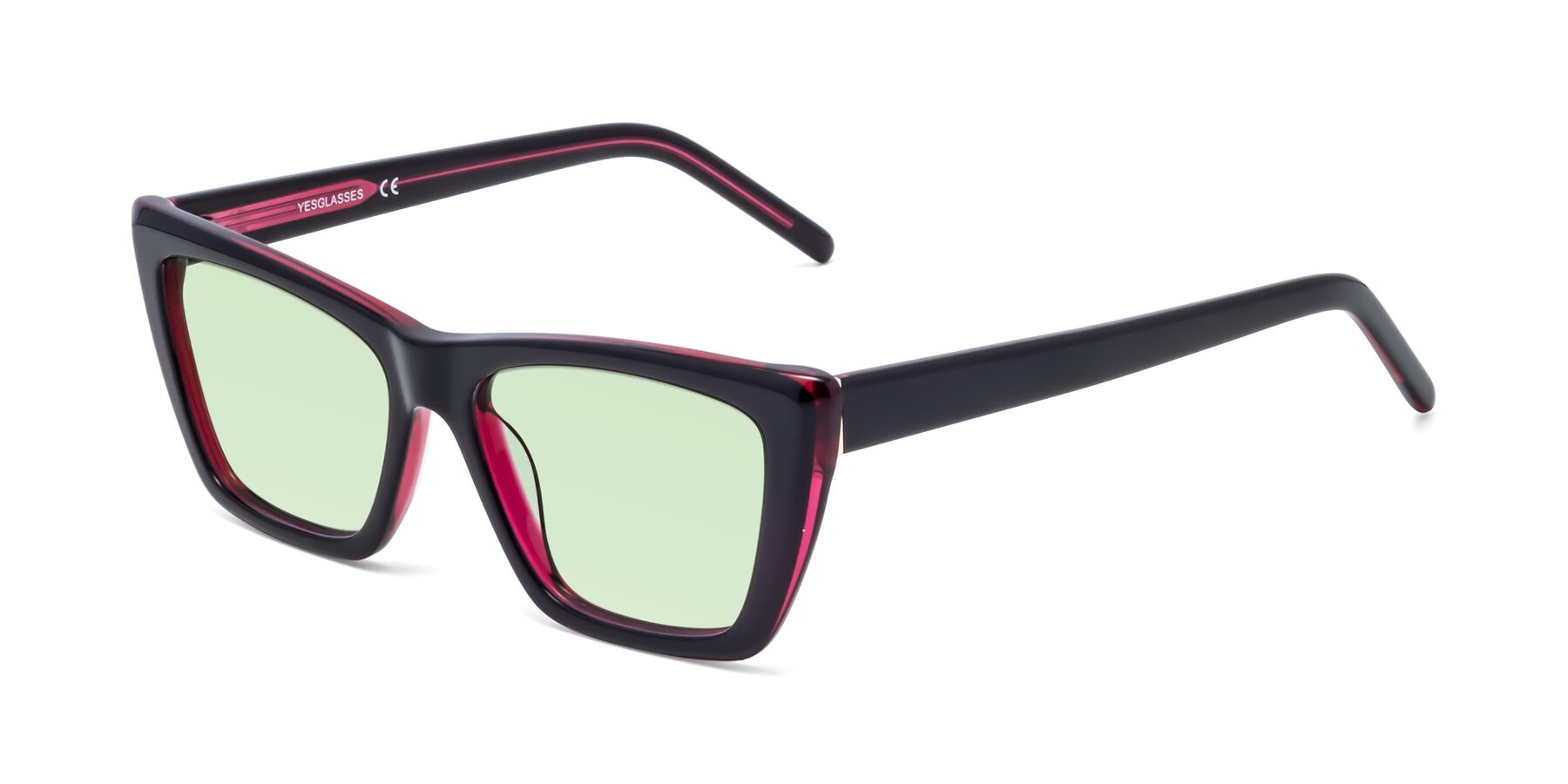 Angle of 1494 in Black-Wine with Light Green Tinted Lenses