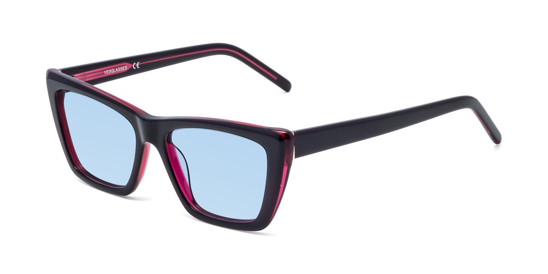 Angle of 1494 in Black-Wine with Light Blue Tinted Lenses