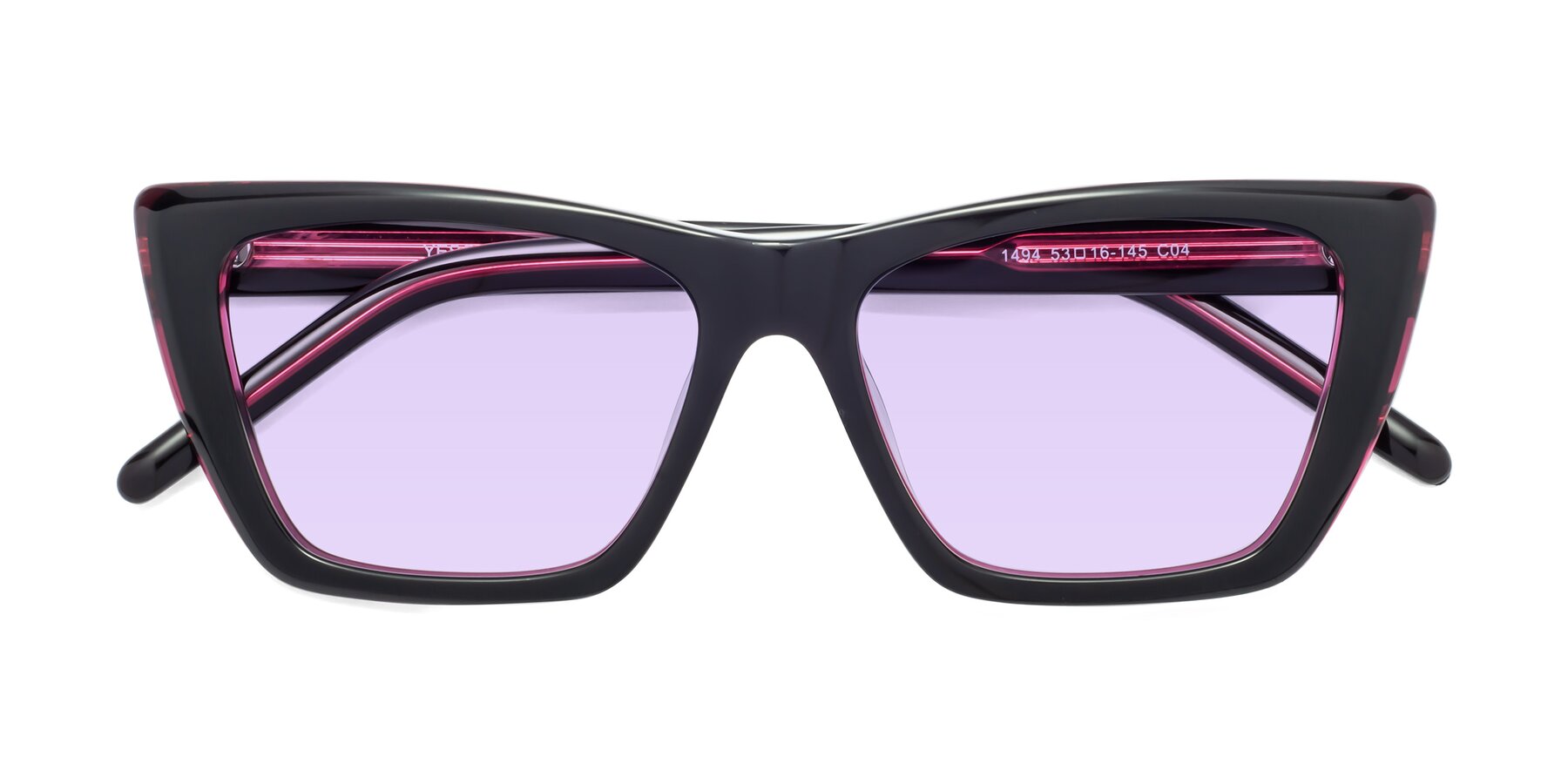 Folded Front of 1494 in Black-Wine with Light Purple Tinted Lenses