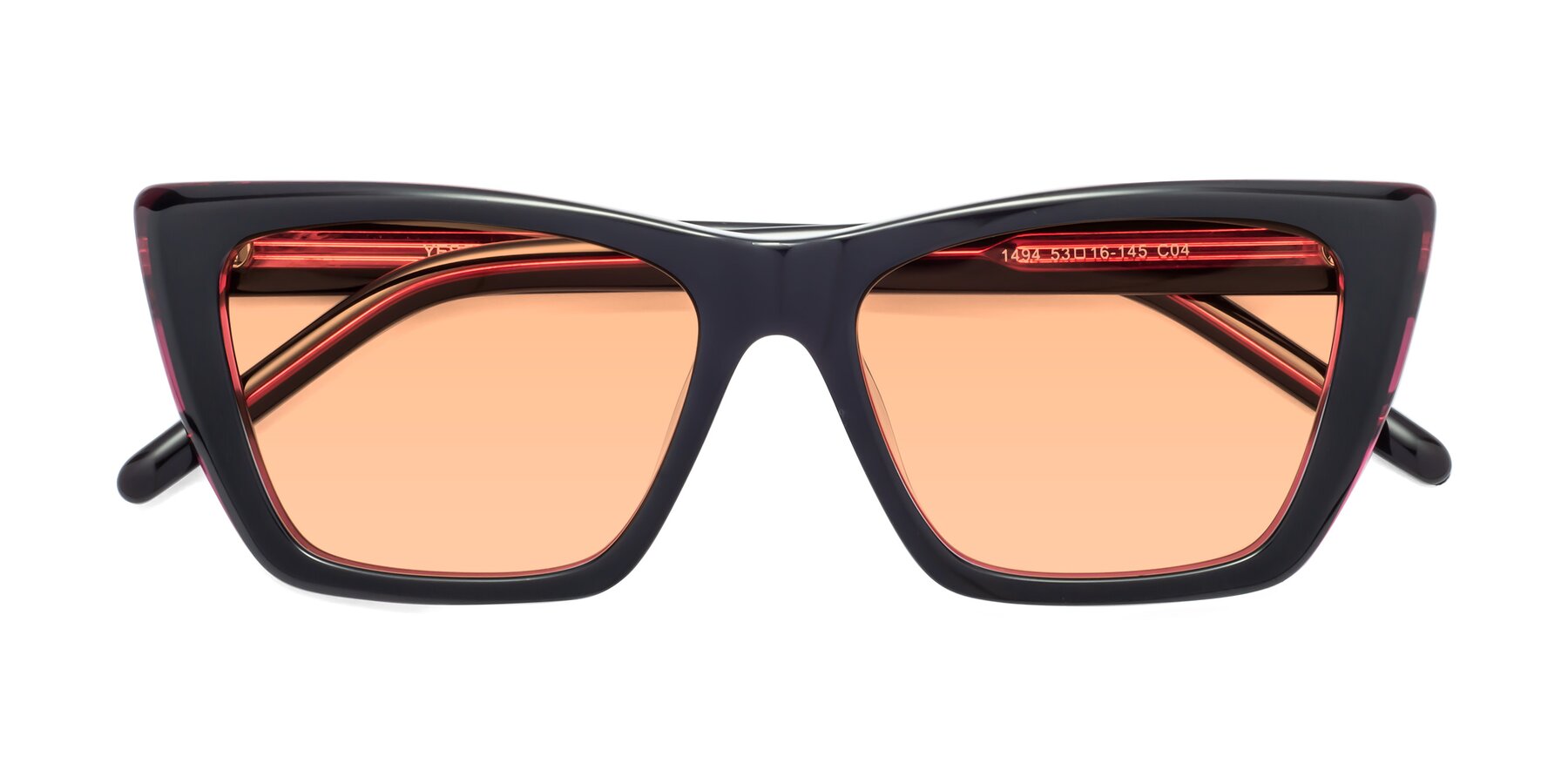 Folded Front of 1494 in Black-Wine with Light Orange Tinted Lenses